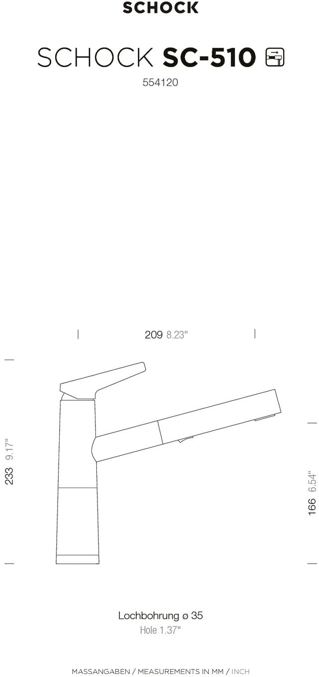 Schock Küchenarmatur »SC510« ausziehbar, Strahl-Brause, Rückflussverhinderer, Schwenkbereich 120°