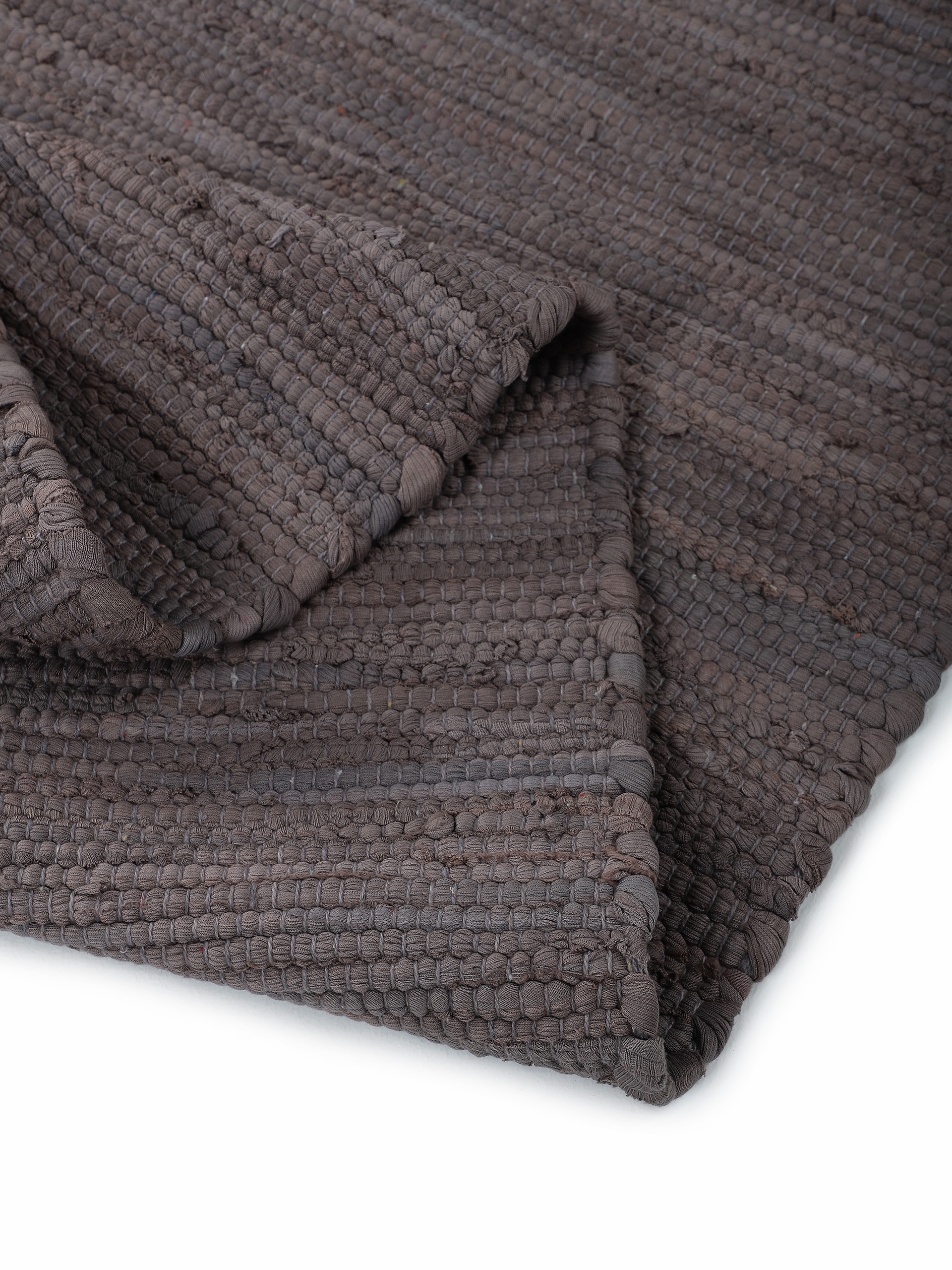 carpetfine Teppich »Kelim Chindi uni«, rechteckig, 5 mm Höhe, Wendeteppich, reine Baumwolle, handgewebt, Uni-Farben, mit Fransen
