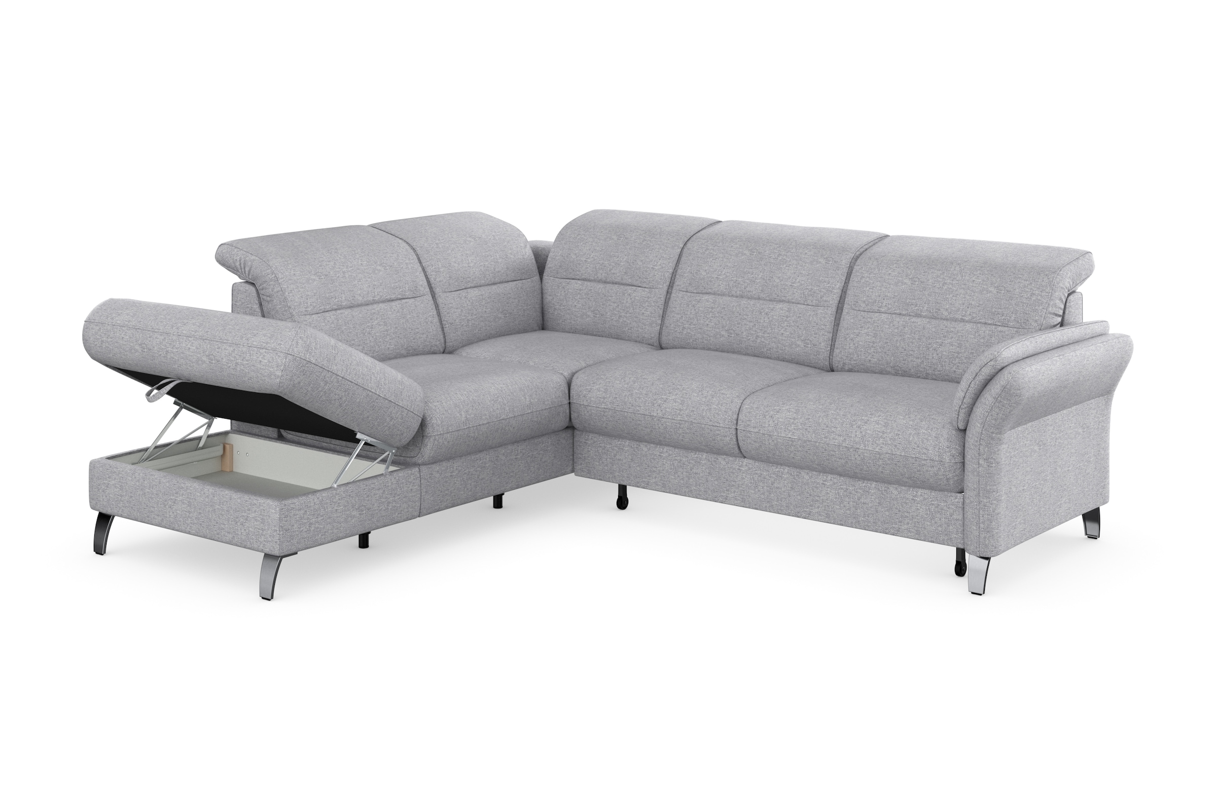 sit&more Ecksofa »Grenoble L-Form mit Federkern«, wahlweise mit Bettfunktion, Bettkasten, Arm- und Kopfteilverstellung