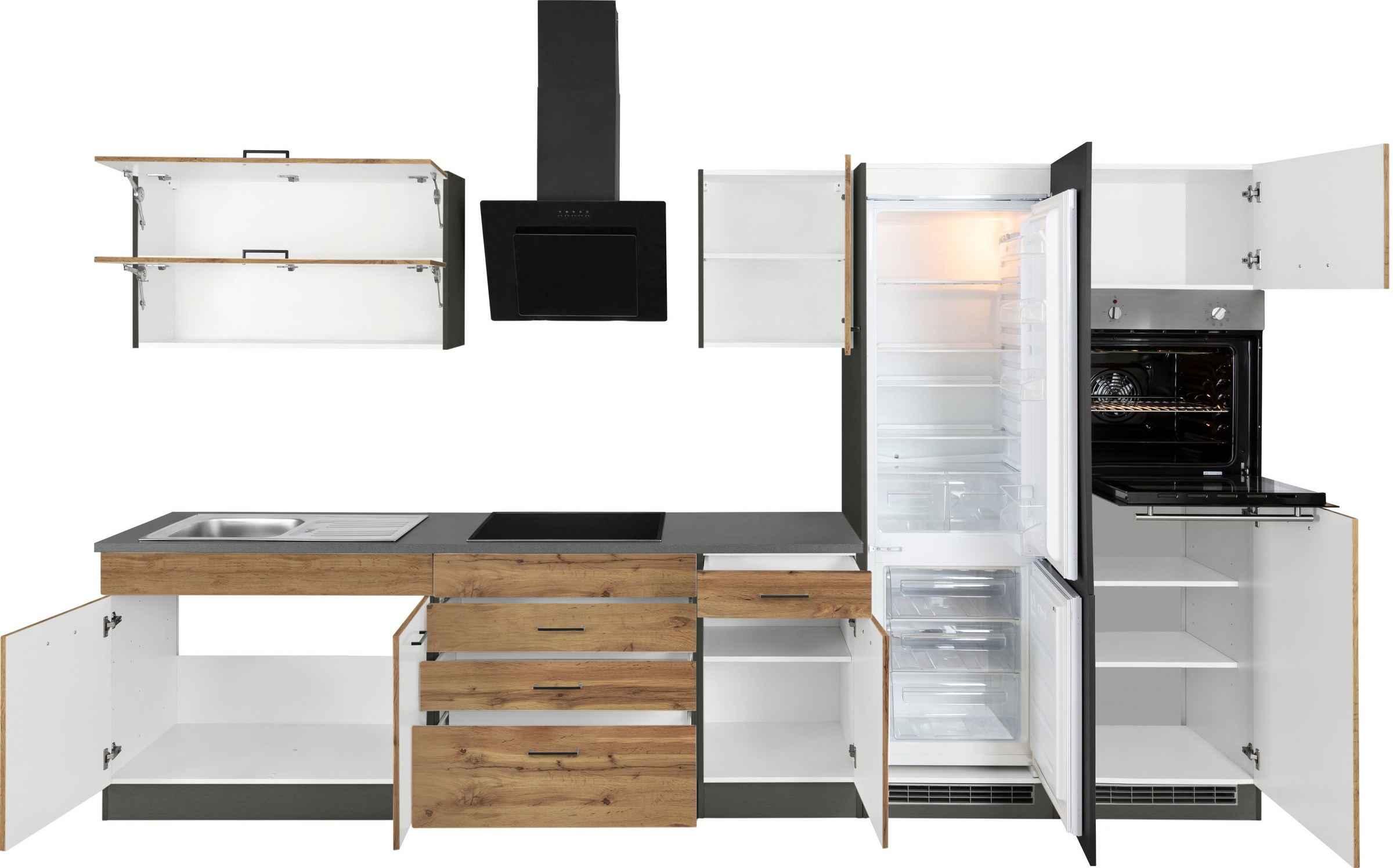 KOCHSTATION Küchenzeile »KS-Trier«, mit E-Geräten, Breite 350 cm