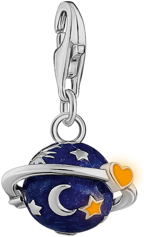 Charm-Einhänger »Saturn mit bunter Kaltemaille, 2041-041-7«, mit Zirkonia (synth.)