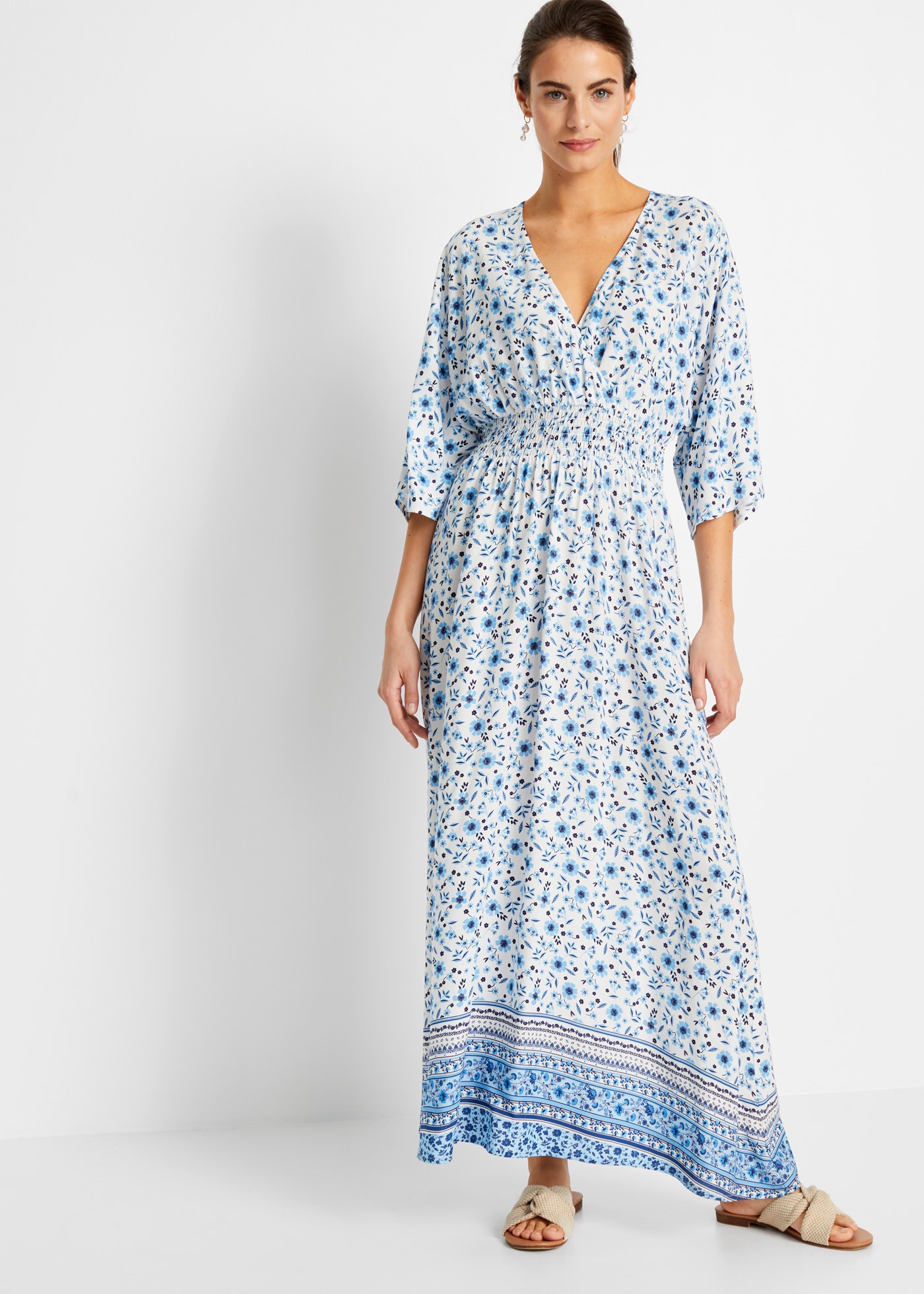 bonprix Maxikleid »Maxikleid aus reiner Viskose« aus Viskose, ausgestellte Passform, eleganter Stil, mit Druck