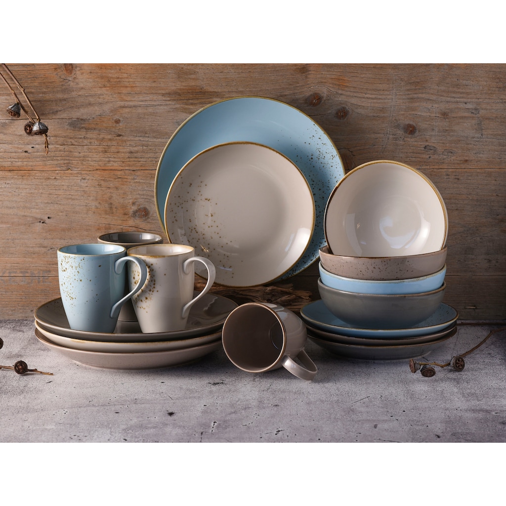 CreaTable Kombiservice »Geschirr-Set NATURE COLLECTION Scandic«, (Set, 16 tlg., Kaffeeservice und Tafelservice im Set, für 4 Personen)