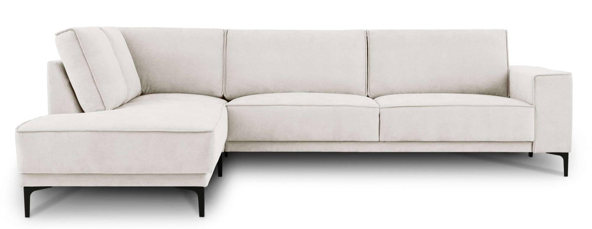 Places of Style Ecksofa »Polsterecke Oland, Struktur, Flachgewebe, Luxus-Microfaser, Boucle«, L-Form, 289 cm, Wellenunterfederung, Skandi-Design, Metallfüße