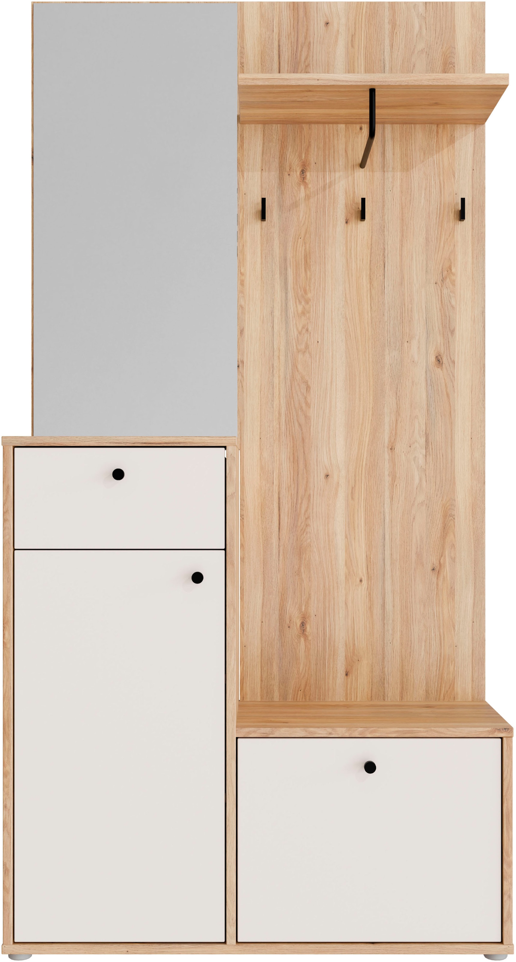 FORTE Kompaktgarderobe Metallgriffe Schwarz B/H/T 95,8/190,7/34,9cm Soft Close, Vollauszug