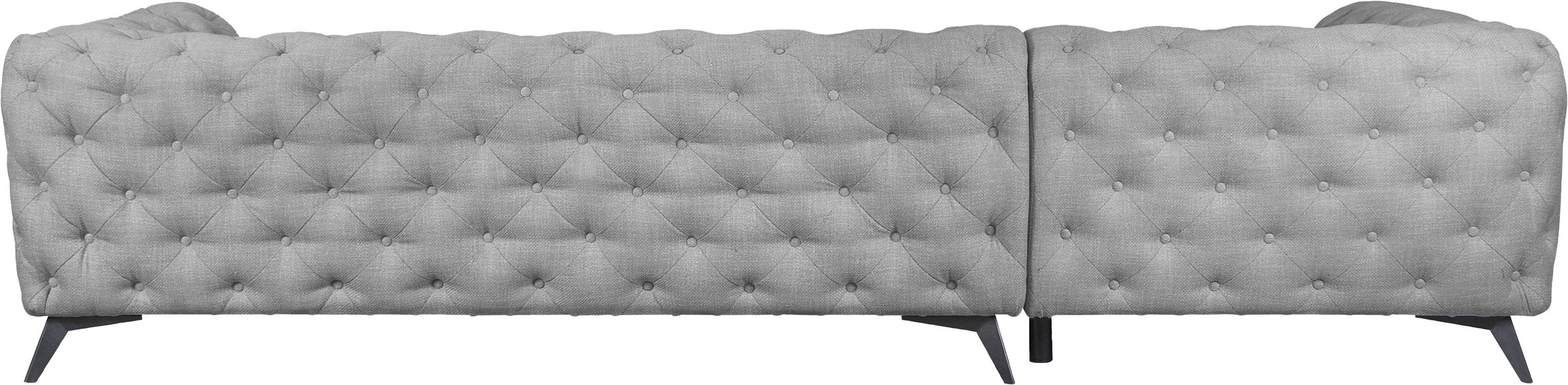 Leonique Chesterfield-Sofa »Ecksofa GLYNIS L-Form mit Wellenunterfederung, Maße B/T/H 323/264/75cm«, aufwändige Knopfheftung, moderne Chesterfield Optik, Fußfarbe wählbar