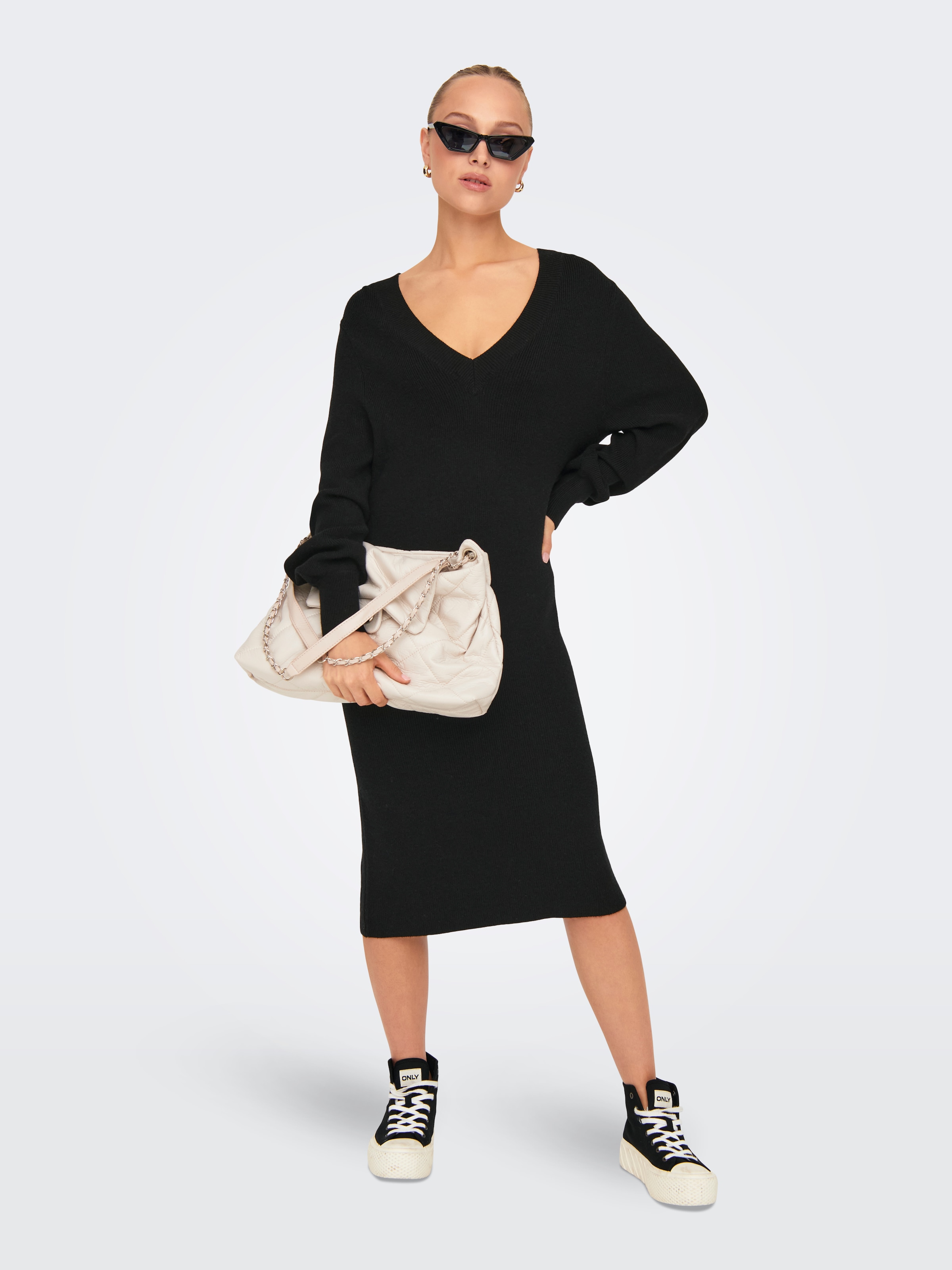 ONLY Strickkleid »ONLKATIA LS V-NECK DRESS NCA KNT«