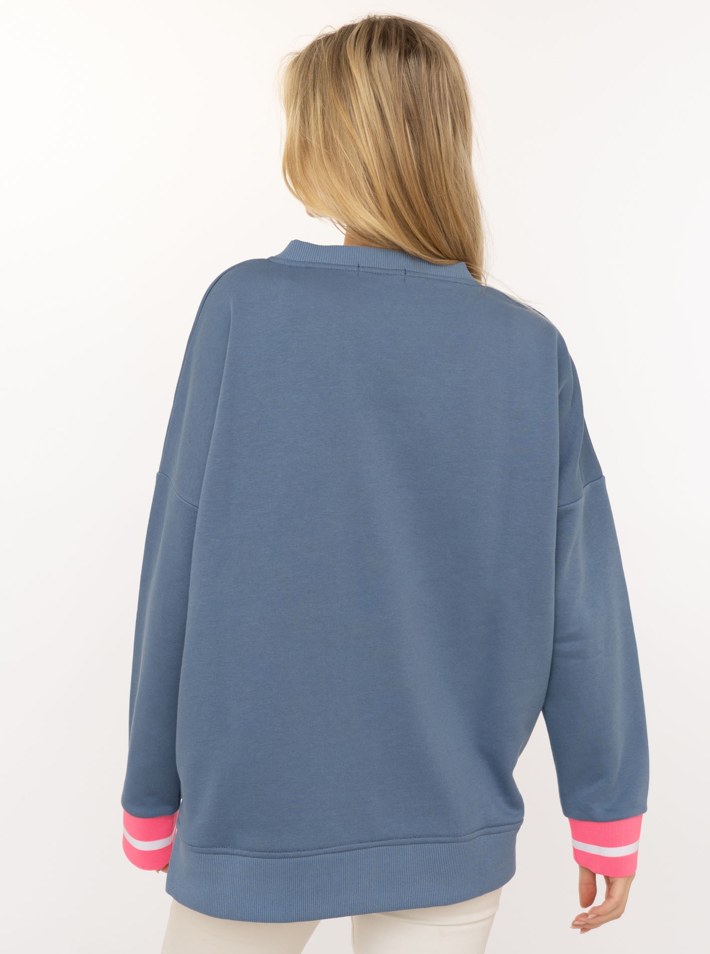 Zwillingsherz Hoodie »"Positive Mind"«, neonfarbenen Bündchen, V-Ausschnitt, Seitenschlitze, Langarm

