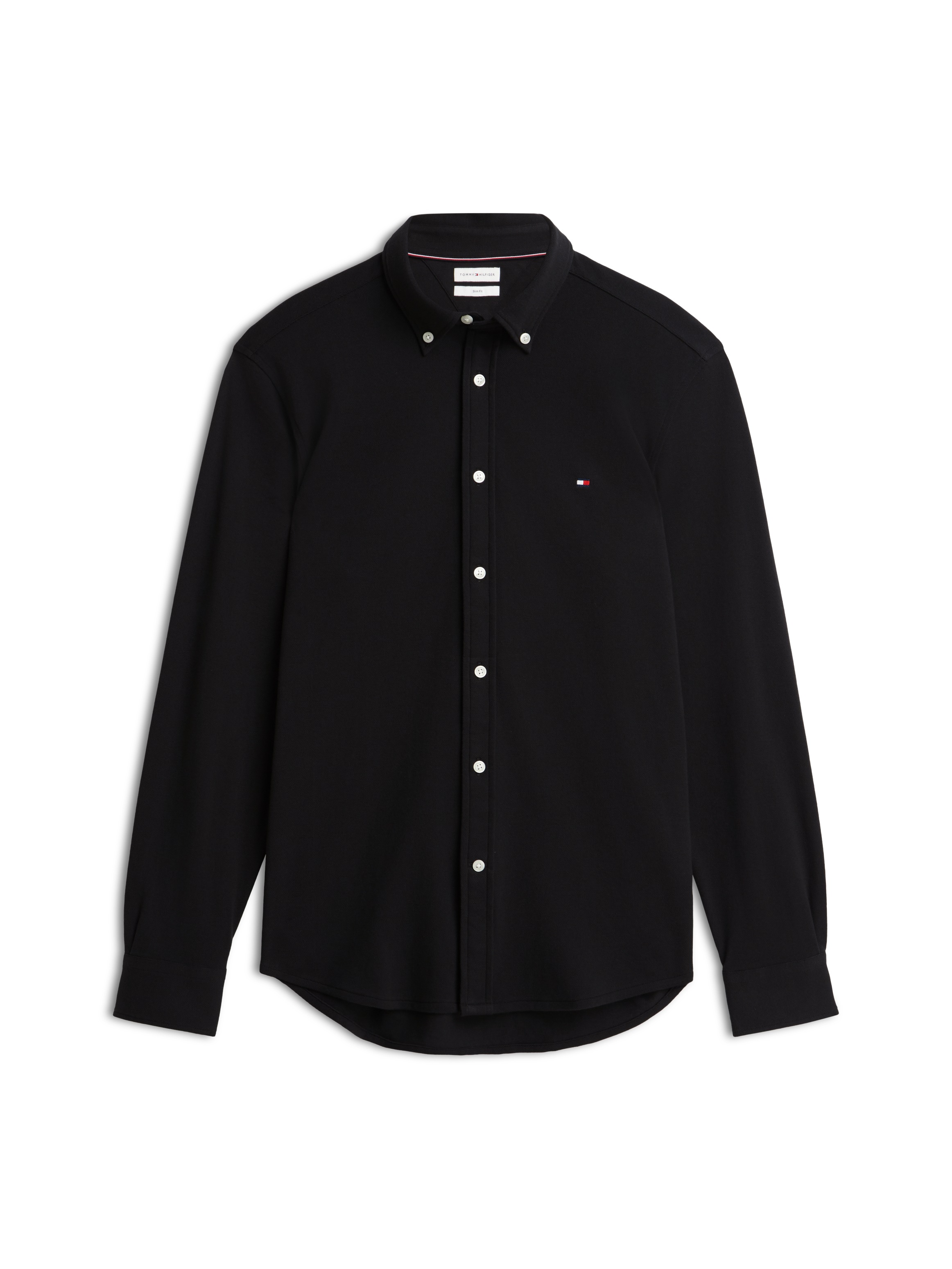 Tommy Hilfiger Langarmhemd »KNITTED SHIRT« Button-down-Kragen, Slim Fit, Jersey-Qualität