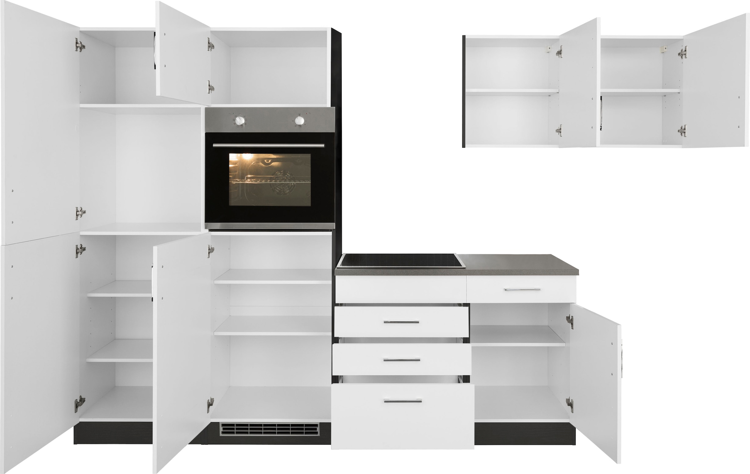 KOCHSTATION Küchenzeile »KS-Paris – Küchen mit einzigartigen Fotomotiven auf den Fronten« Stellbreite 290/220 cm, wahlweise mit E-Geräten und Induktion