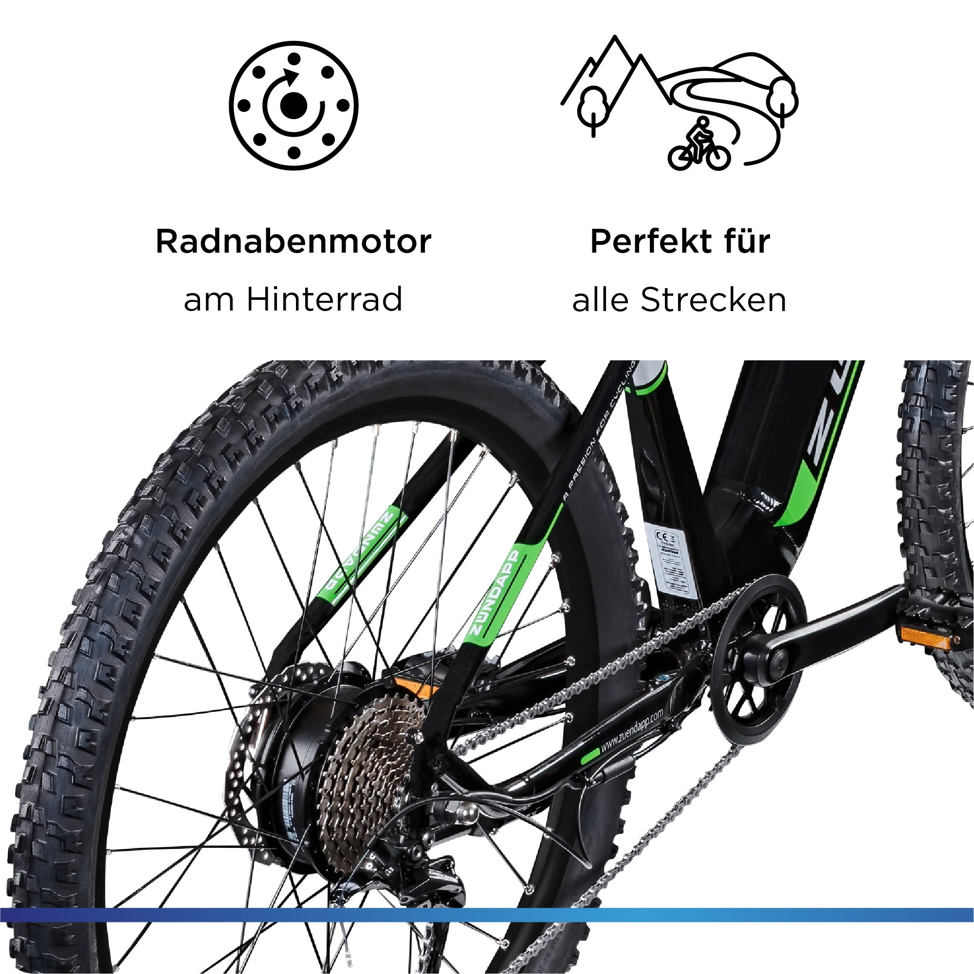 Zündapp E-Bike »Z898«, 10 Gang, Heckmotor 250 W, Pedelec, Elektrofahrrad für Damen u. Herren, MTB