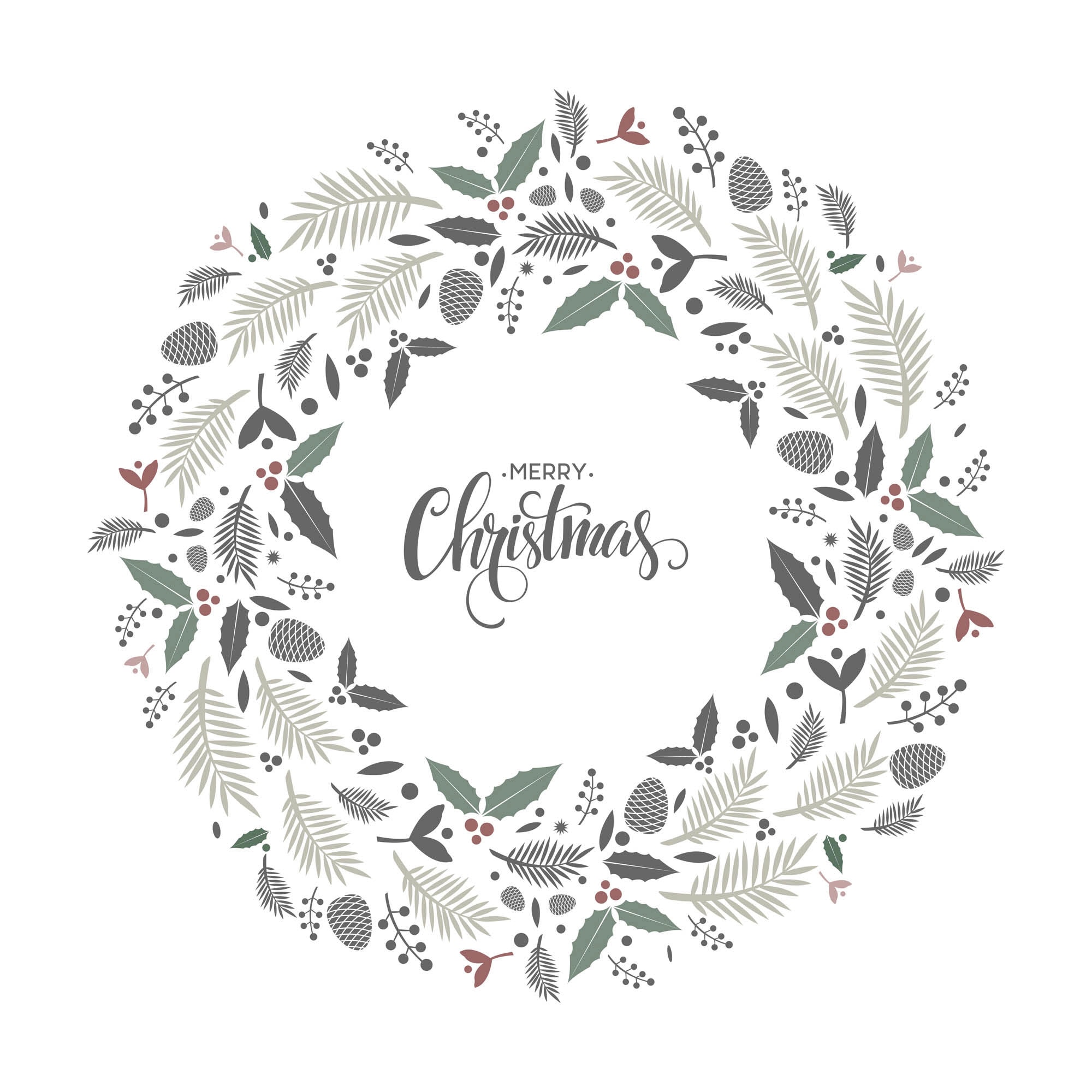 queence Dekokissen »Lavendel« Kissenhülle,Merry Christmas,Weiß,Kranz,Weihnachten,Festlich,Dekorativ