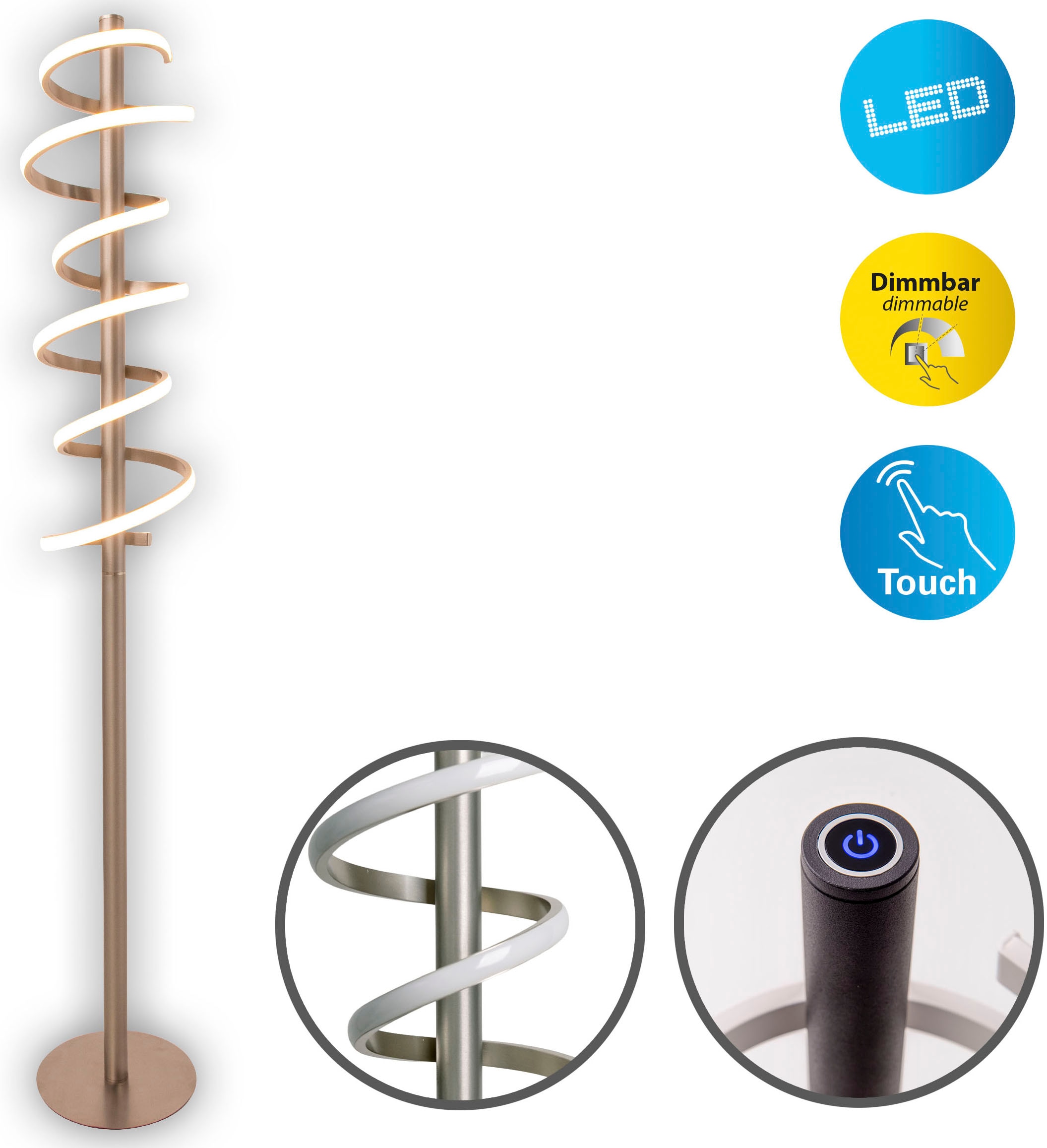27W, flammig-flammig, IP20, warmweiß, online näve 1 Stehlampe Flurleuchte LED »Belleza«, kaufen 140cm, H: silberfarben, dimmbar
