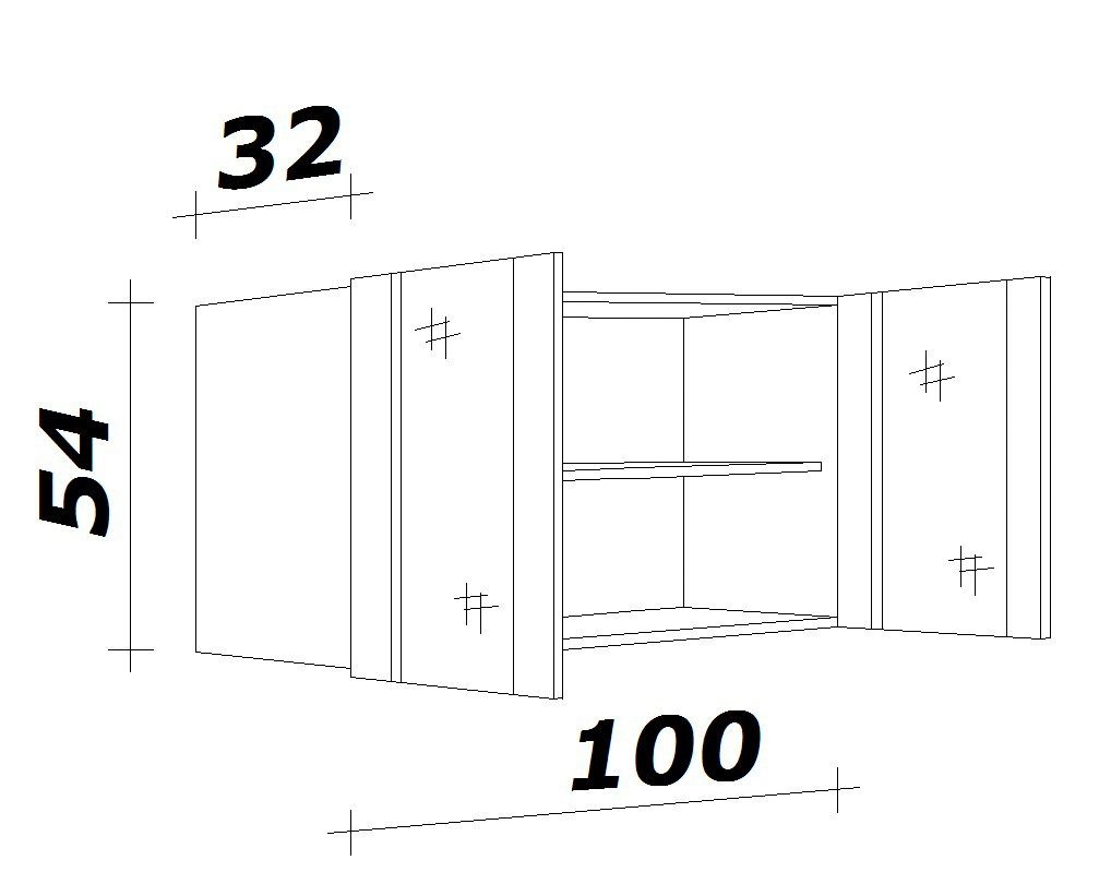 Flex-Well Glashängeschrank »Bergen«, (B x bestellen T) x H x 32 54,8 x cm online 100