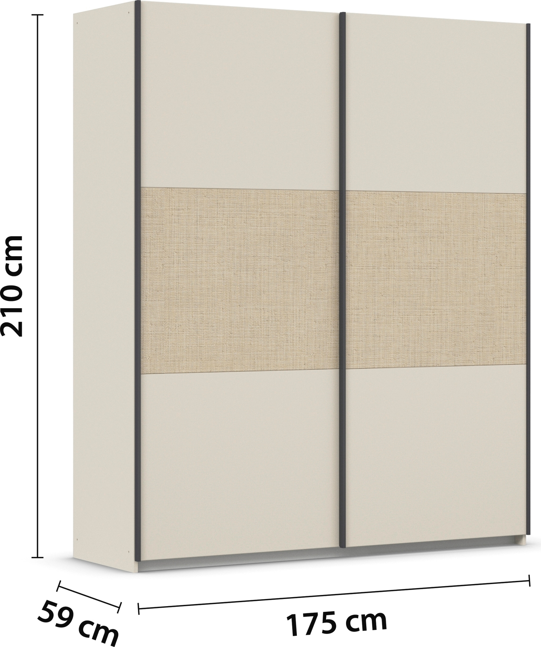 rauch Schwebetürenschrank »Senja«, mit Bauchbinde in angesagter Rattan-Optik