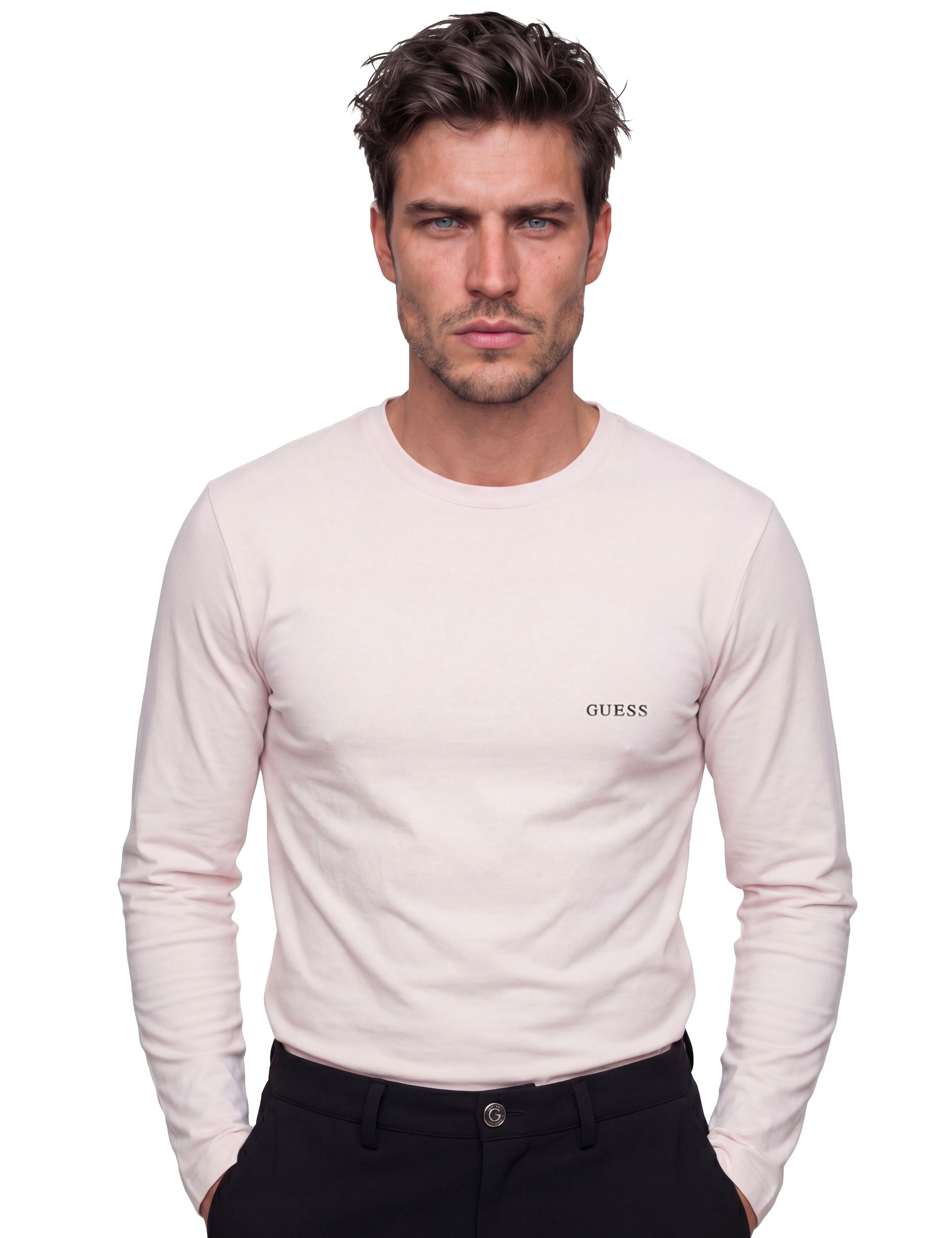 Guess Langarmshirt »TEE CN LS 3 PACK« Packung, 3 aus reiner Baumwolle