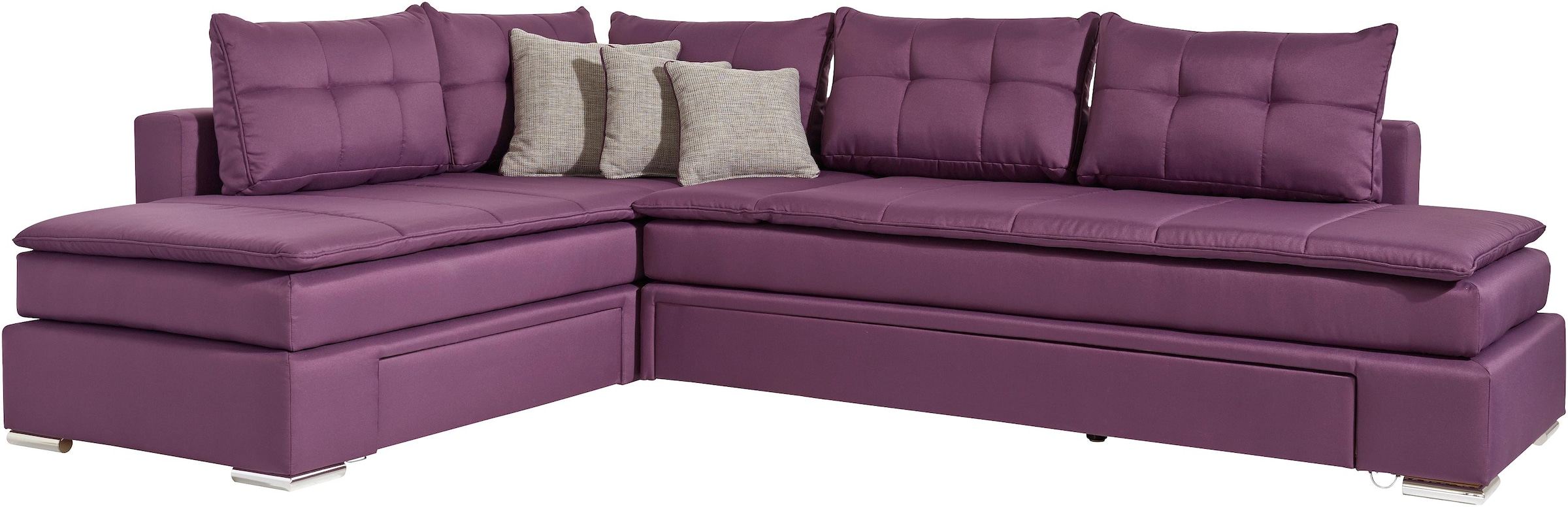 INOSIGN Ecksofa »Boxspringbett Night & Day L-Form mit Dauer-Schlaffunktion o. Armlehnen«, mit Boxspring-Bettfunktion 164x200 cm und Bettkasten, Dauerschläfer!
