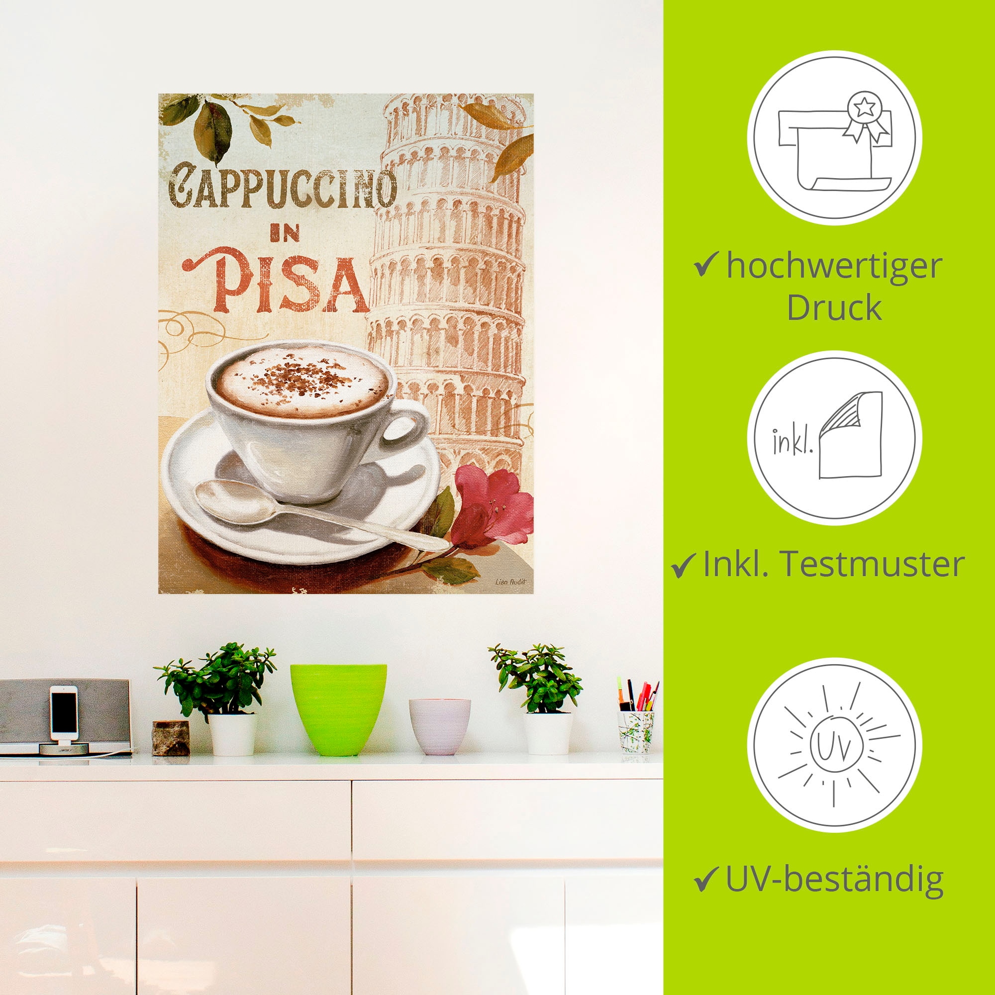 Artland Wandbild »Kaffee in Europa IV«, Getränke, (1 St.), als Leinwandbild, Wandaufkleber in verschied. Größen