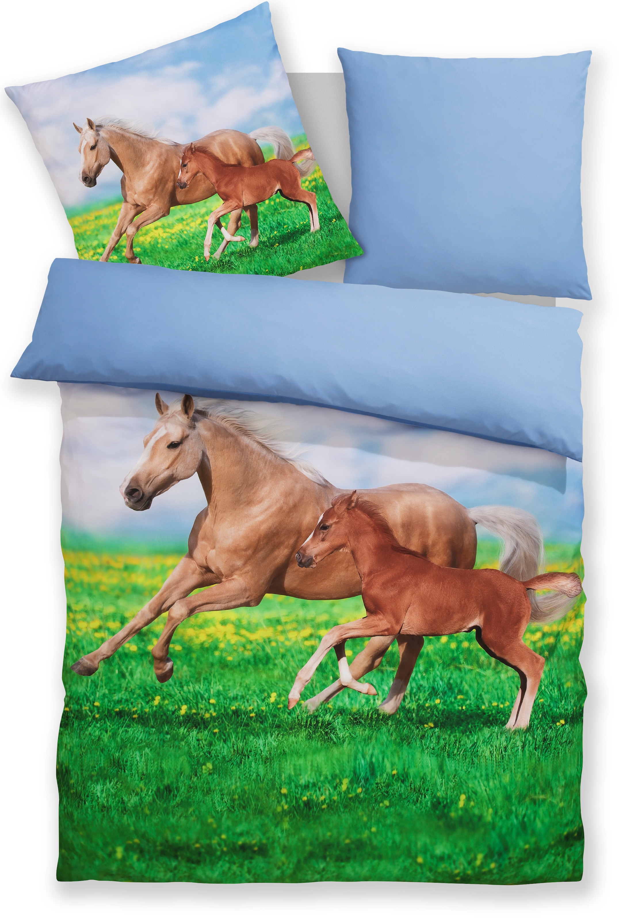 OTTO home Bettwäsche »Lyki«, ab Größe 135x200 cm, 100% Polyester, Katze, Pferd, Löwe, Pinguin