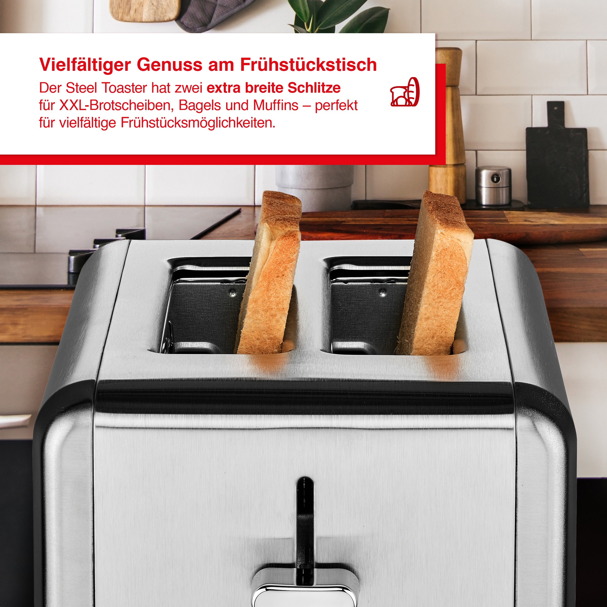 SOLIS OF SWITZERLAND Toaster »Steel Toaster (Typ 8002)« 2 kurze Schlitze 925 W mit 2 Schlitzen, Edelstahl