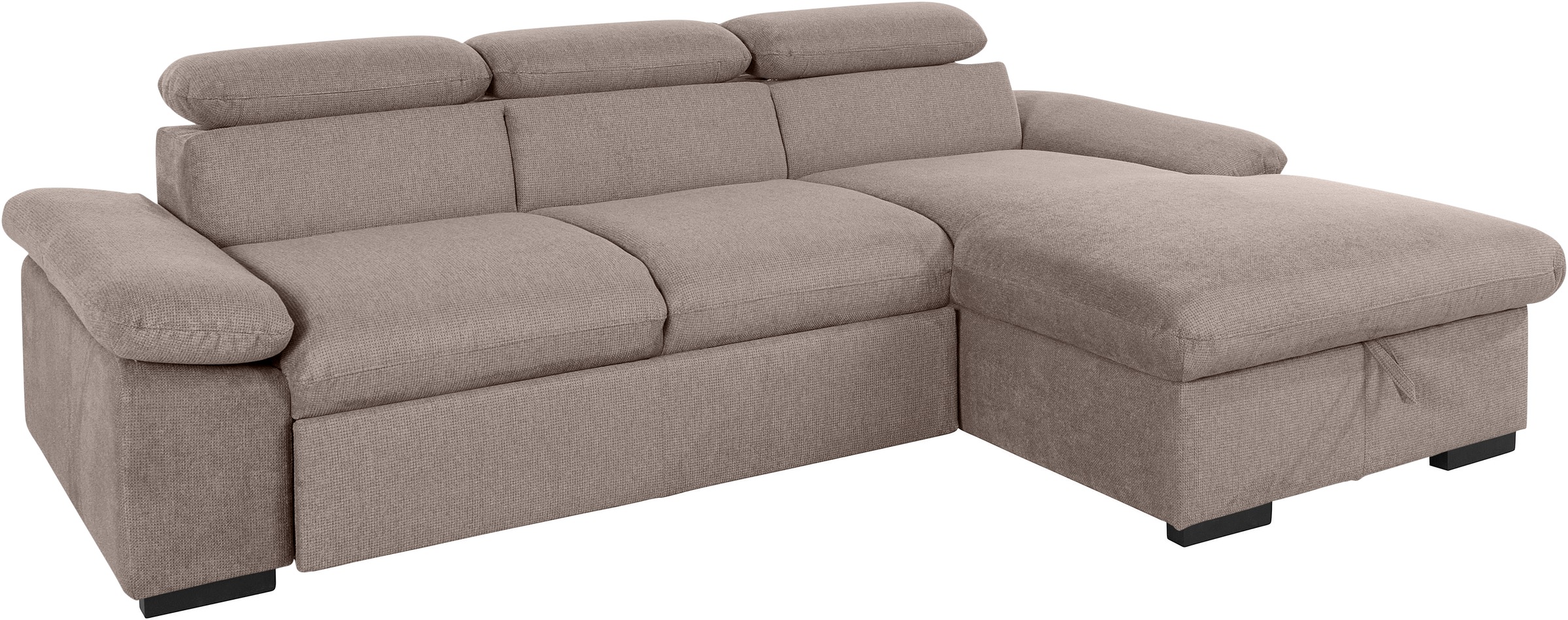 COTTA Ecksofa »Lola L-Form mit Kopfteilfunktion & Hocker«, (Set, mit Hocker), wahlweise mit Bettfunktion, Bettkasten & Armteilverstellung