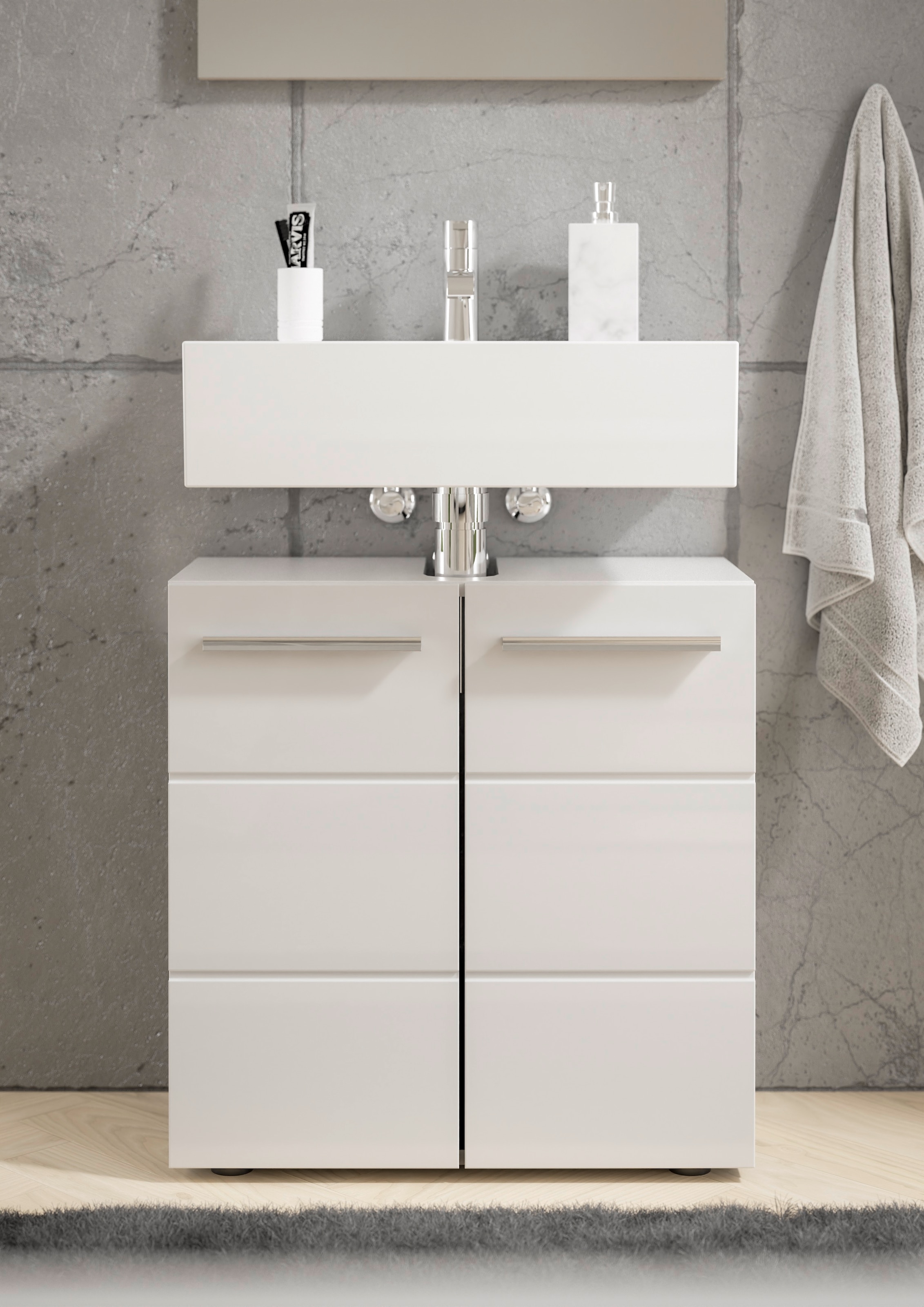 BASIC by Balculina Waschbeckenunterschrank »Mandi« 1 Stk. tlg. Breite 60cm, hochglanz Front