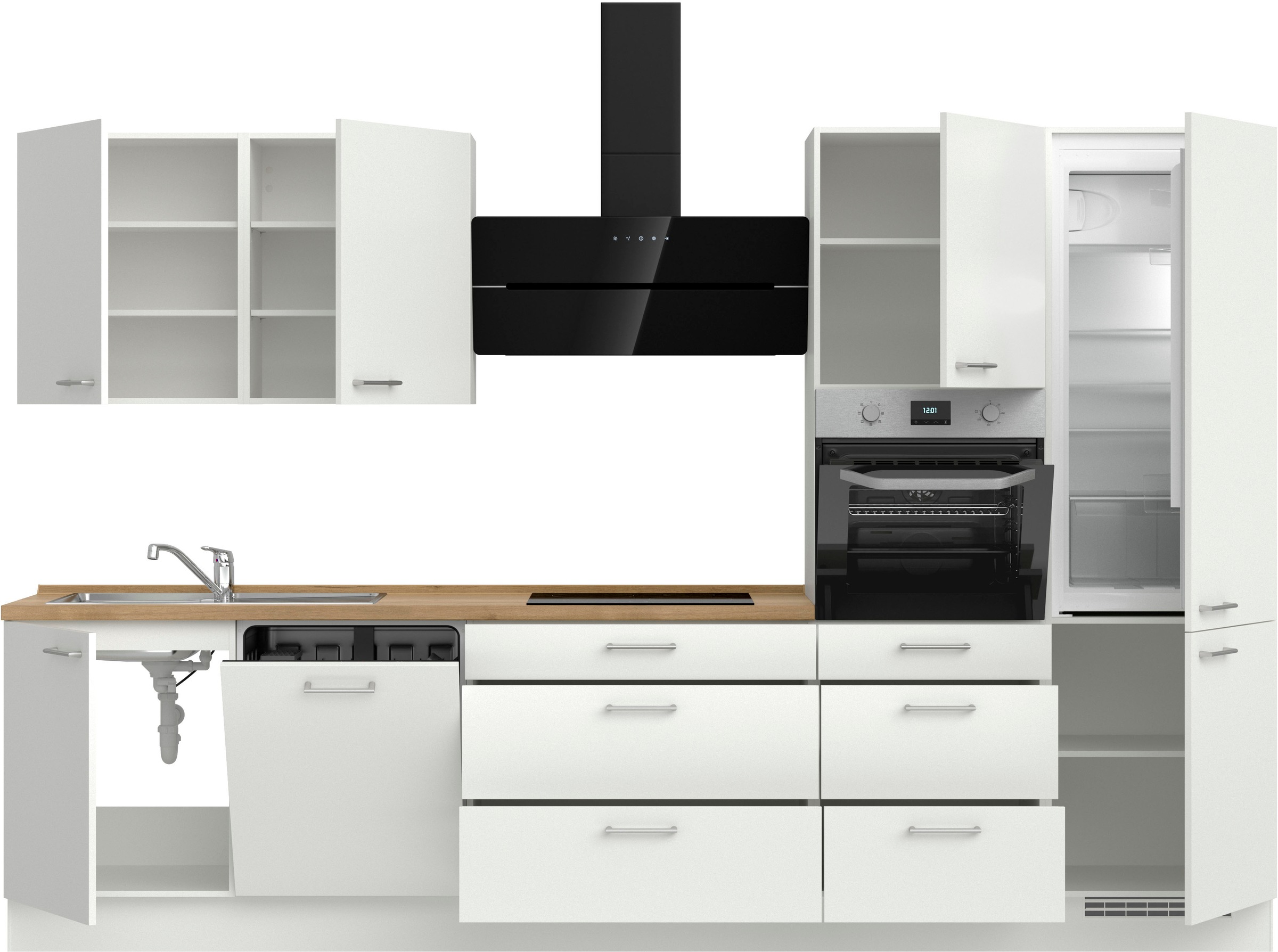 nobilia® Küchenzeile »"Laser II"«, vormontiert, Ausrichtung wählbar, Breite 330 cm, wahlw. mit E-Geräten