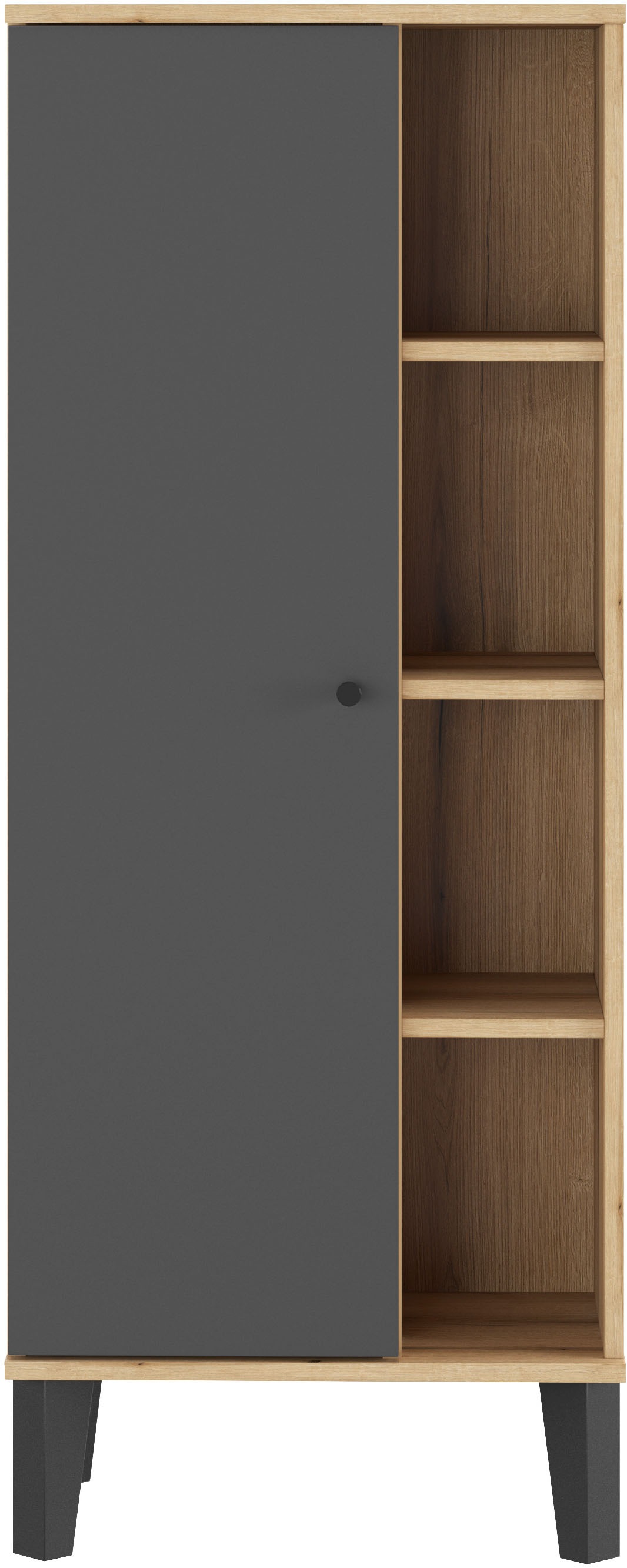 INOSIGN Stauraumschrank »Oslo, Badschrank mit Knopfgriff, Hochschrank im skandinavischen Design«, in der Türfarbe Weiß oder Grau verfügbar, ausreichend Stauraum