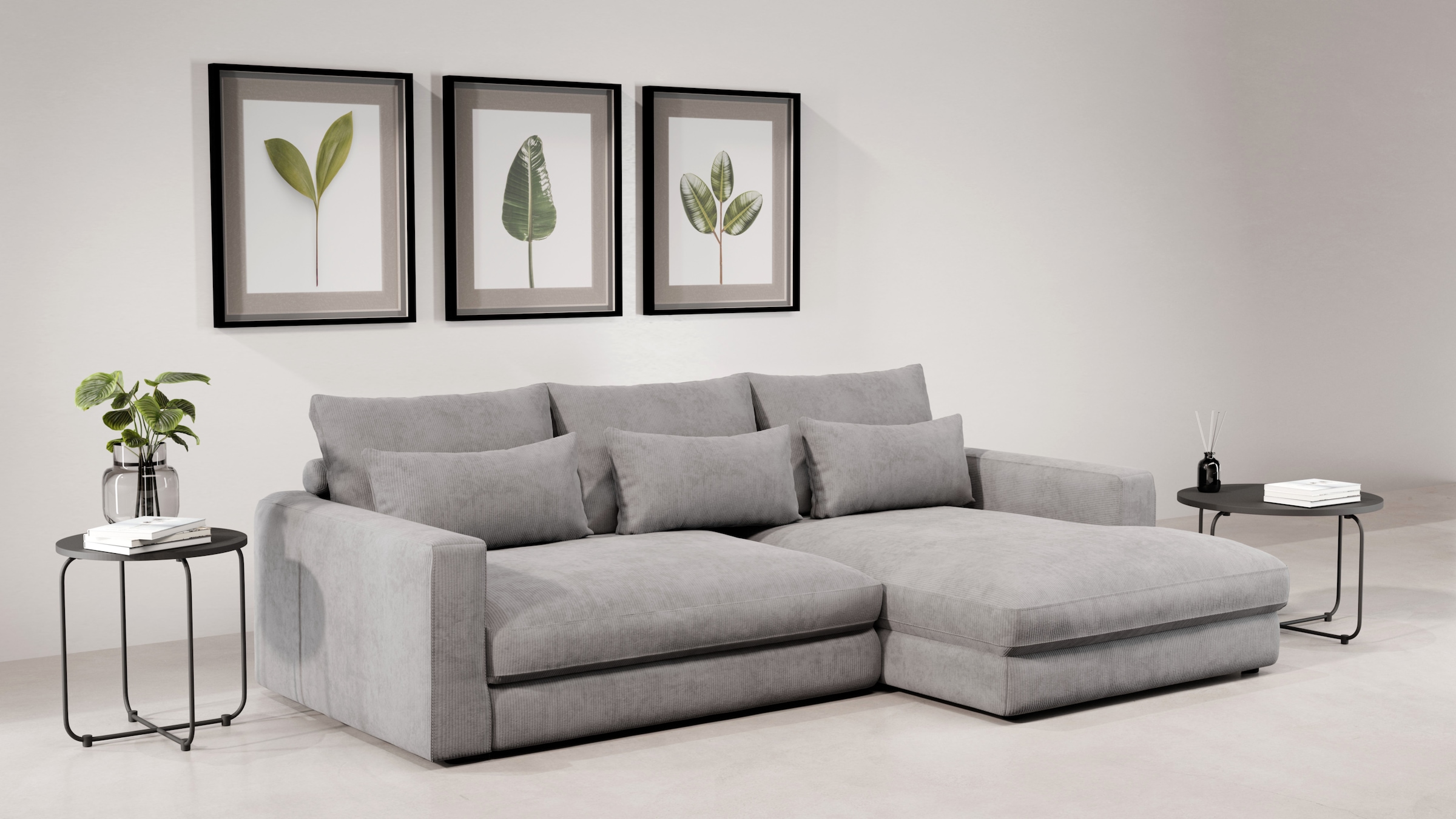 Home affaire Ecksofa »Darwin, viele Kissen, extra tiefe Sitzfläche, 271/89/171 (B(H/T)« gemütlich und weich, L-Form, mit extra softem Sitzkomfort, Cord