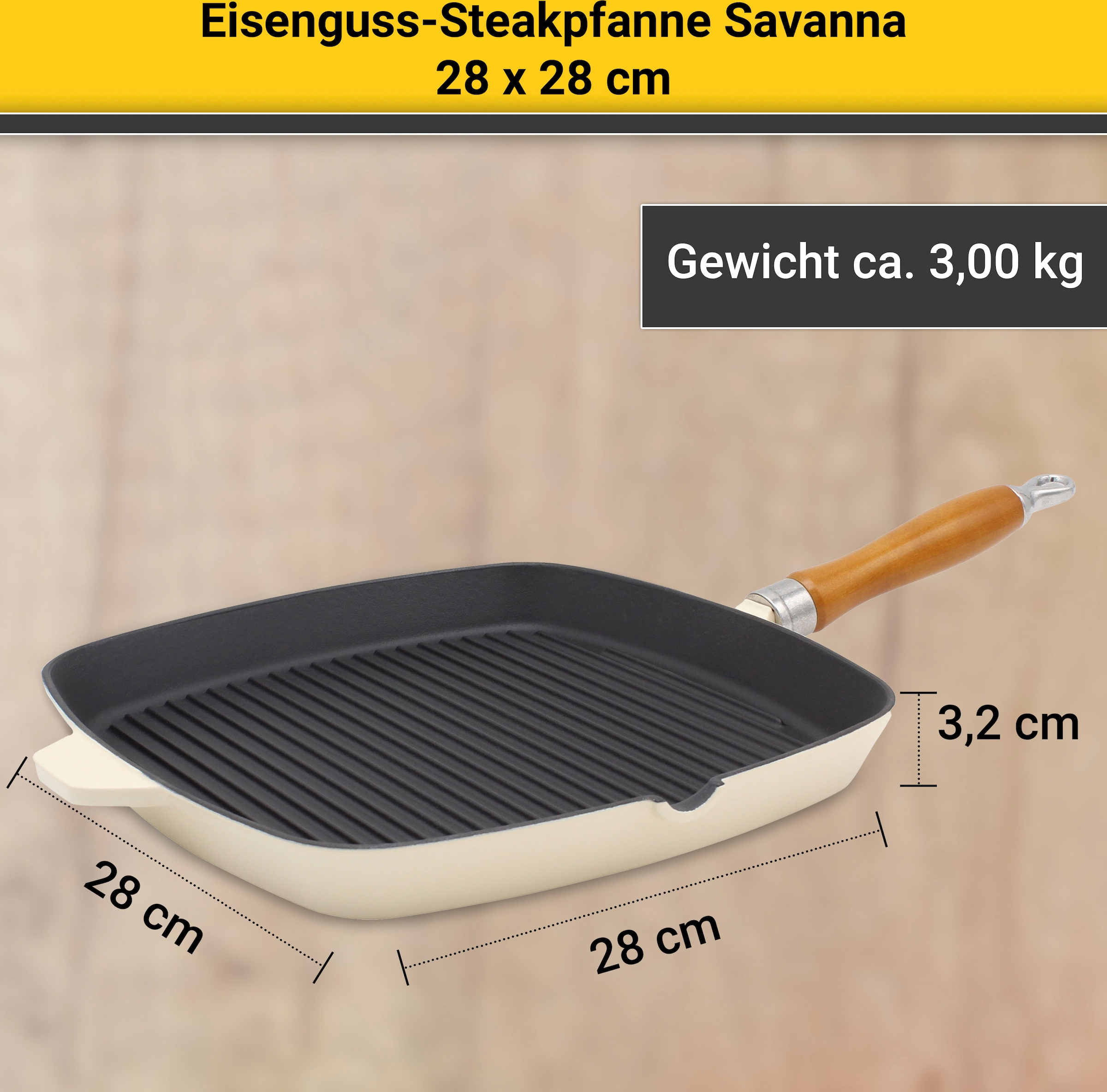 Krüger Steakpfanne »Savanna«, 28x28 Rechnung cm, Induktion kaufen Eisen, auf