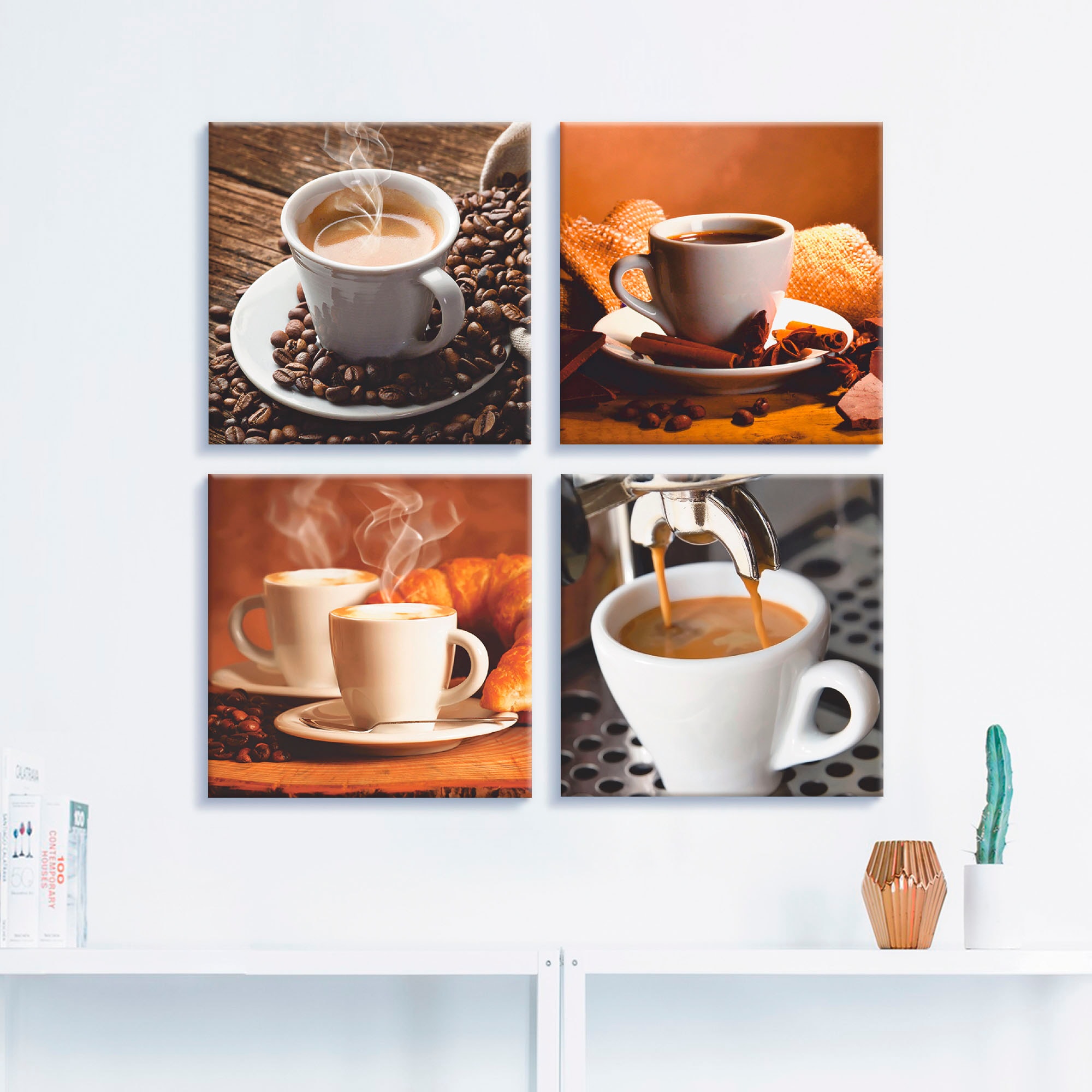 Artland Leinwandbild »Kaffee Bilder«, Getränke, (4 St.), 4er Set, verschied günstig online kaufen