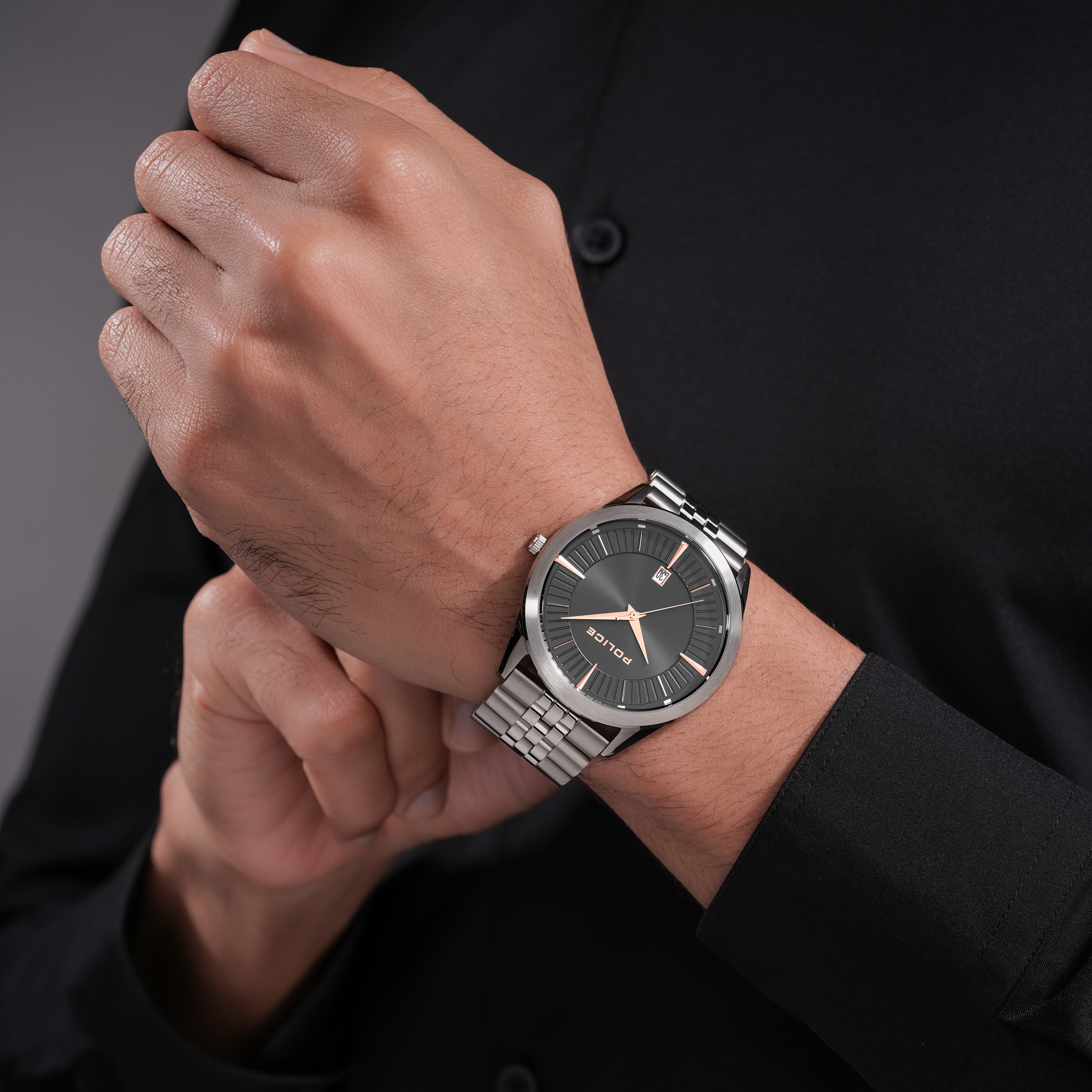 Police Quarzuhr »Patriot« Armbanduhr, Herrenuhr, Edelstahlarmband, analog, Tag