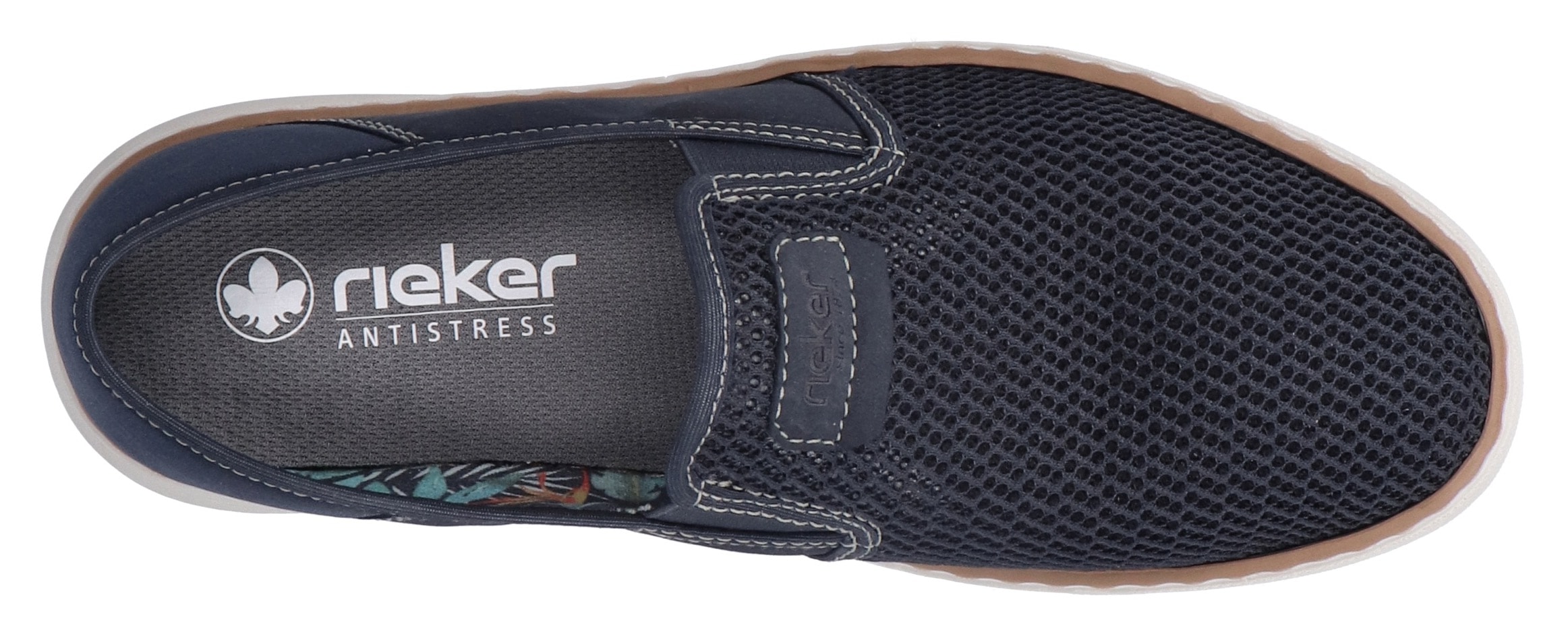 Rieker Slipper, Espadrilles, Sommerschuh mit kontrastfarbenen Ziernähten