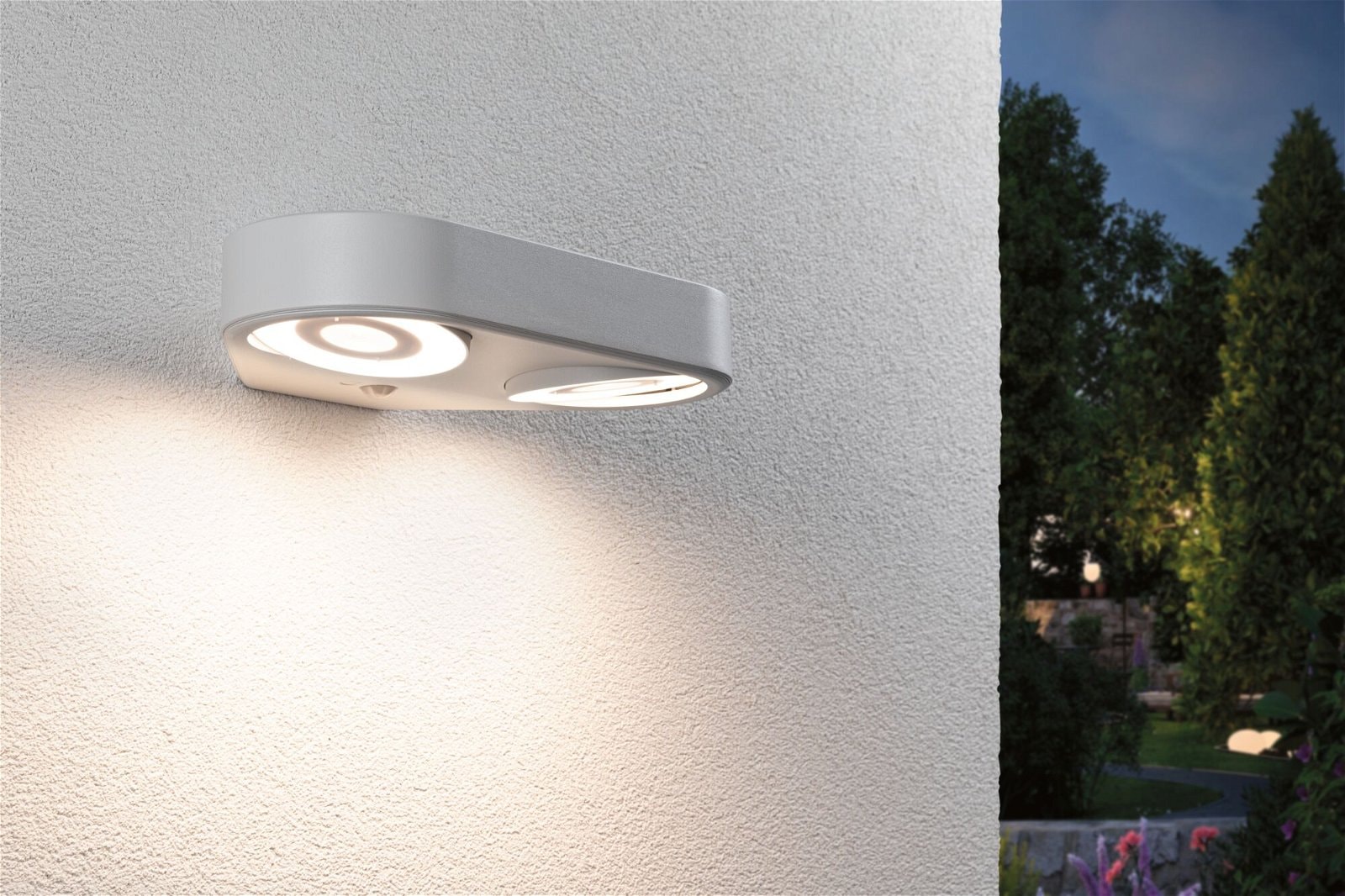 Paulmann LED Außen-Wandleuchte »Silma IP44 280x176mm 3000K 2x5,5 / 2x0,7W 2x600lm 230V Aluminium«, 2 flammig, Bewegungsmelder Zweifacher Lichtaustritt IP44