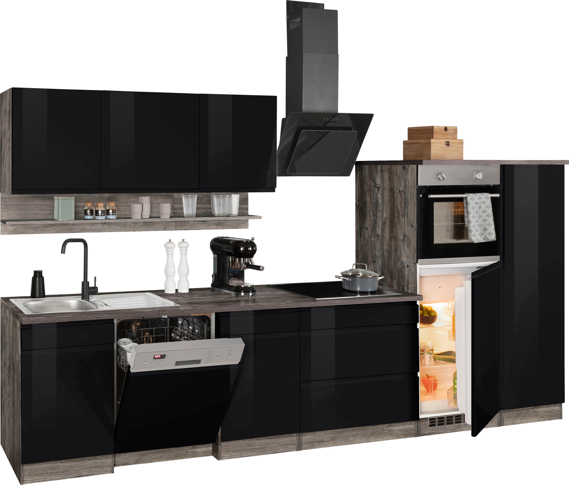 KOCHSTATION Küchenzeile »KS-Virginia«, Breite 350 cm, ohne E-Geräte