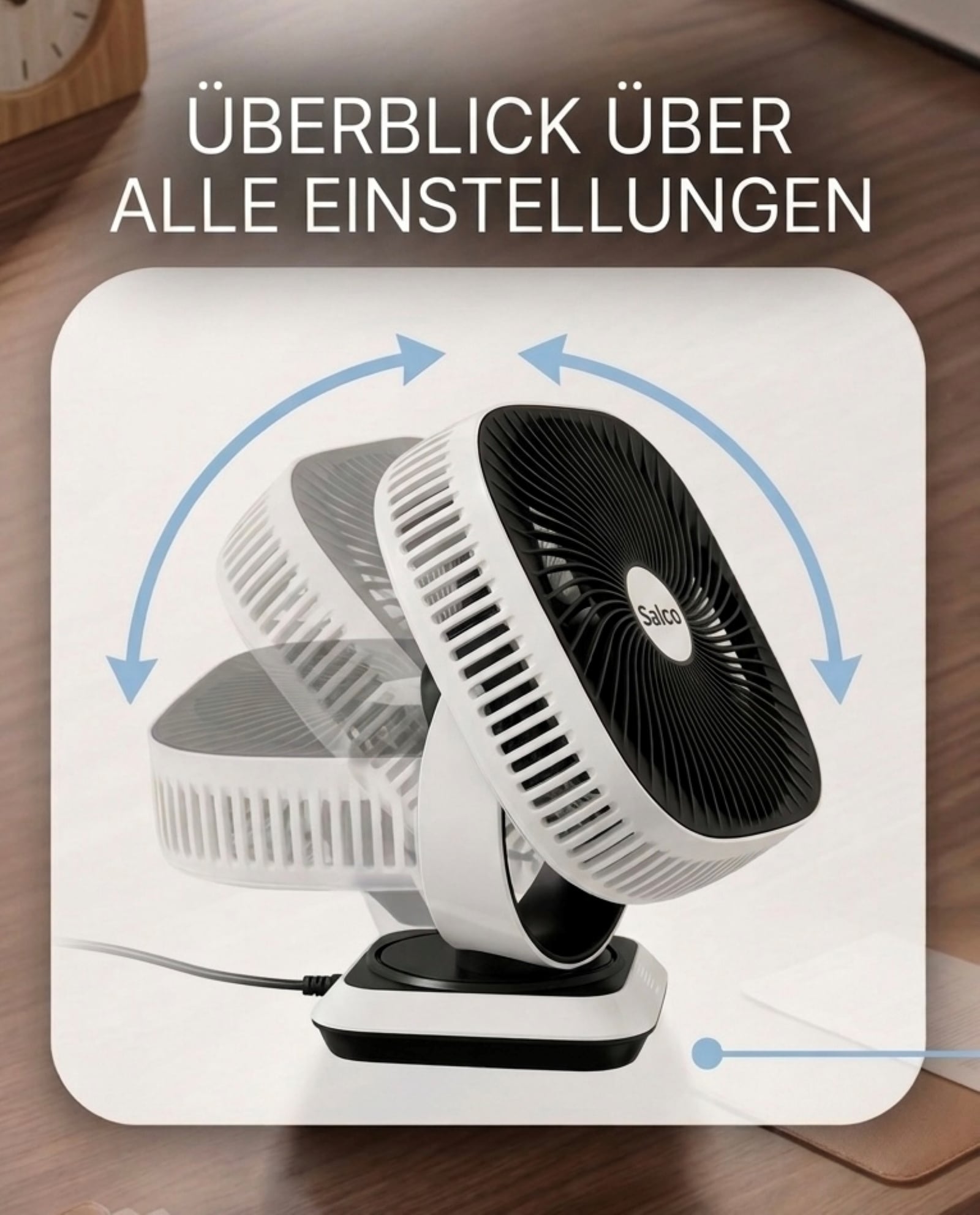 SALCO Tischventilator »SST-261« 8 Geschwindigkeiten, 80°-Oszillation & Neigung, Timer, Fernbedienung