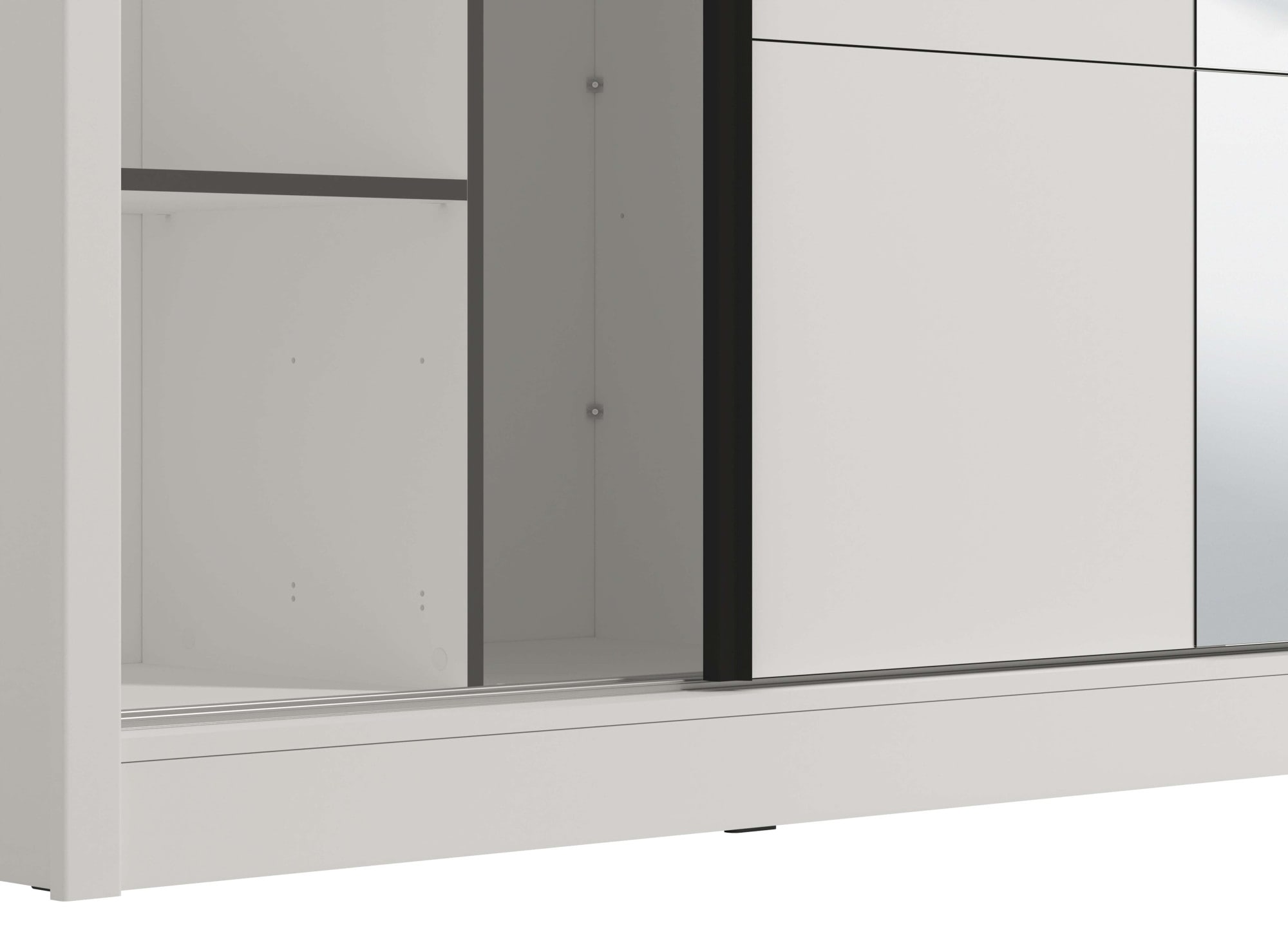 INOSIGN Schwebetürenschrank »Albi, Schlafzimmerschrank, Wäscheschrank in cashmere oder weiß«, Kleiderschrank mit Spiegel MIT Innenausstattung,FSC®-zertifiziert