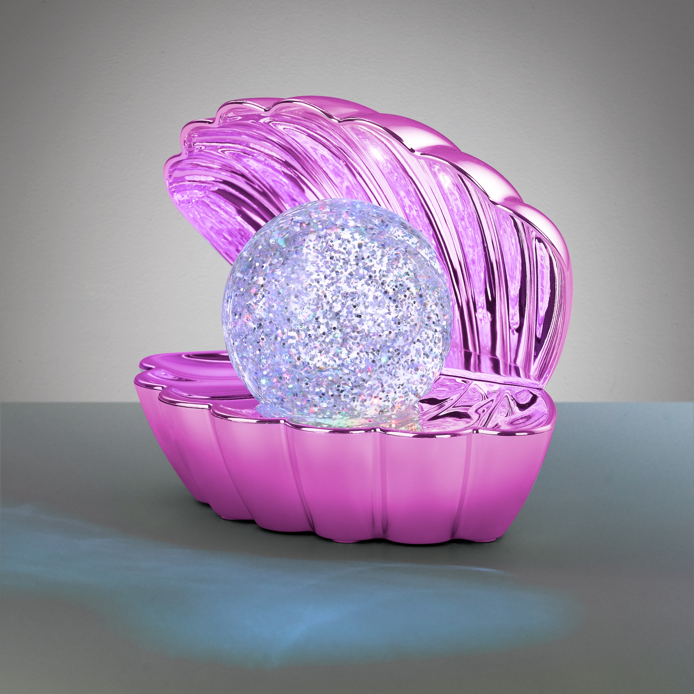 REALITY Leuchten LED Tischleuchte »SHELLY, Deko Tischlampe in Muschelform mit RGB Farbwechsel, 0,8W 15Lm« LED-Board 1 Stk. RGB Muschel Tischlampe mit Glitzerkugel und Farbwechsel inkl USB-Ladekabel