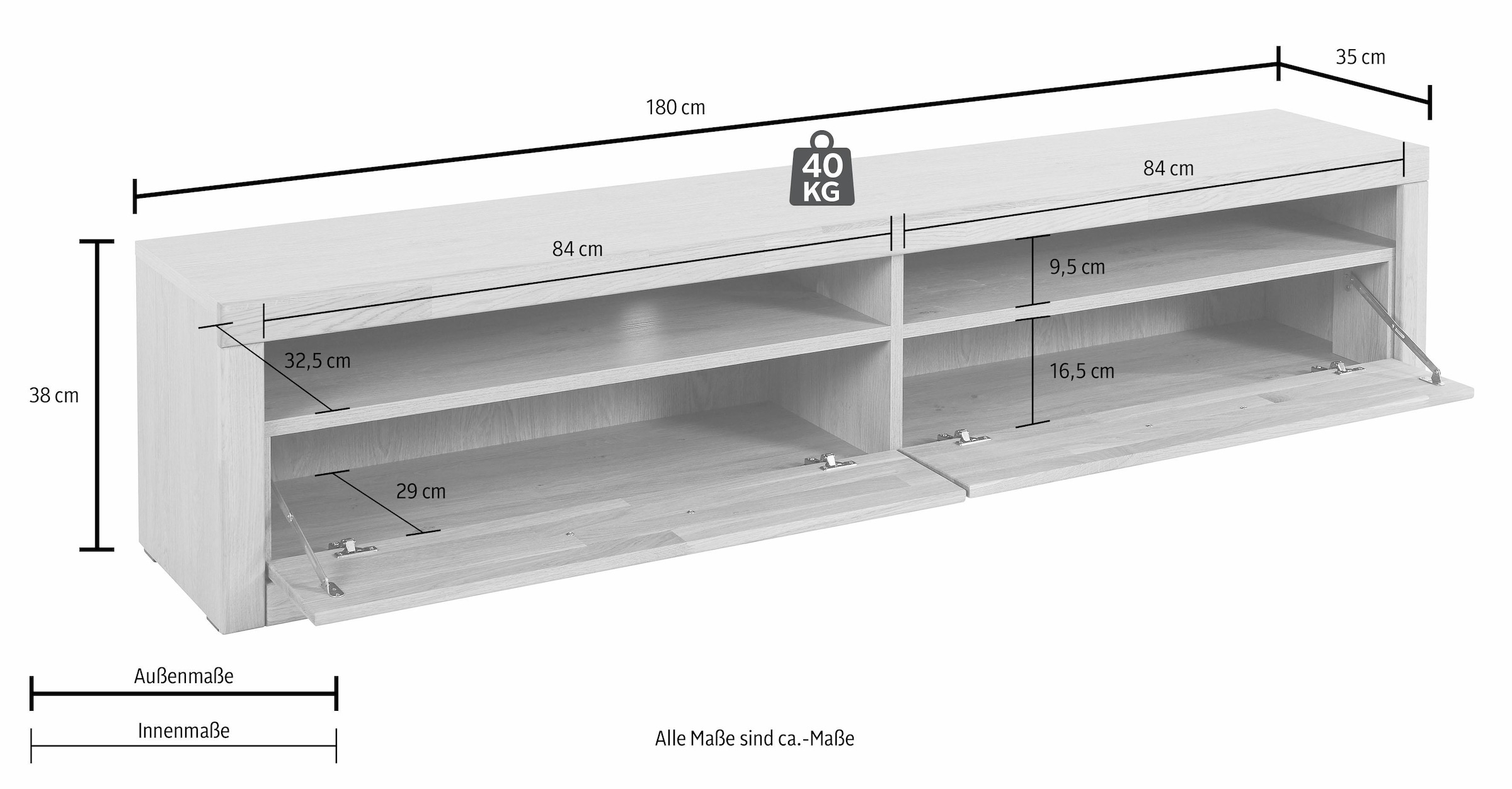 Woltra Lowboard »Ribe«, Breite online bestellen 180 cm