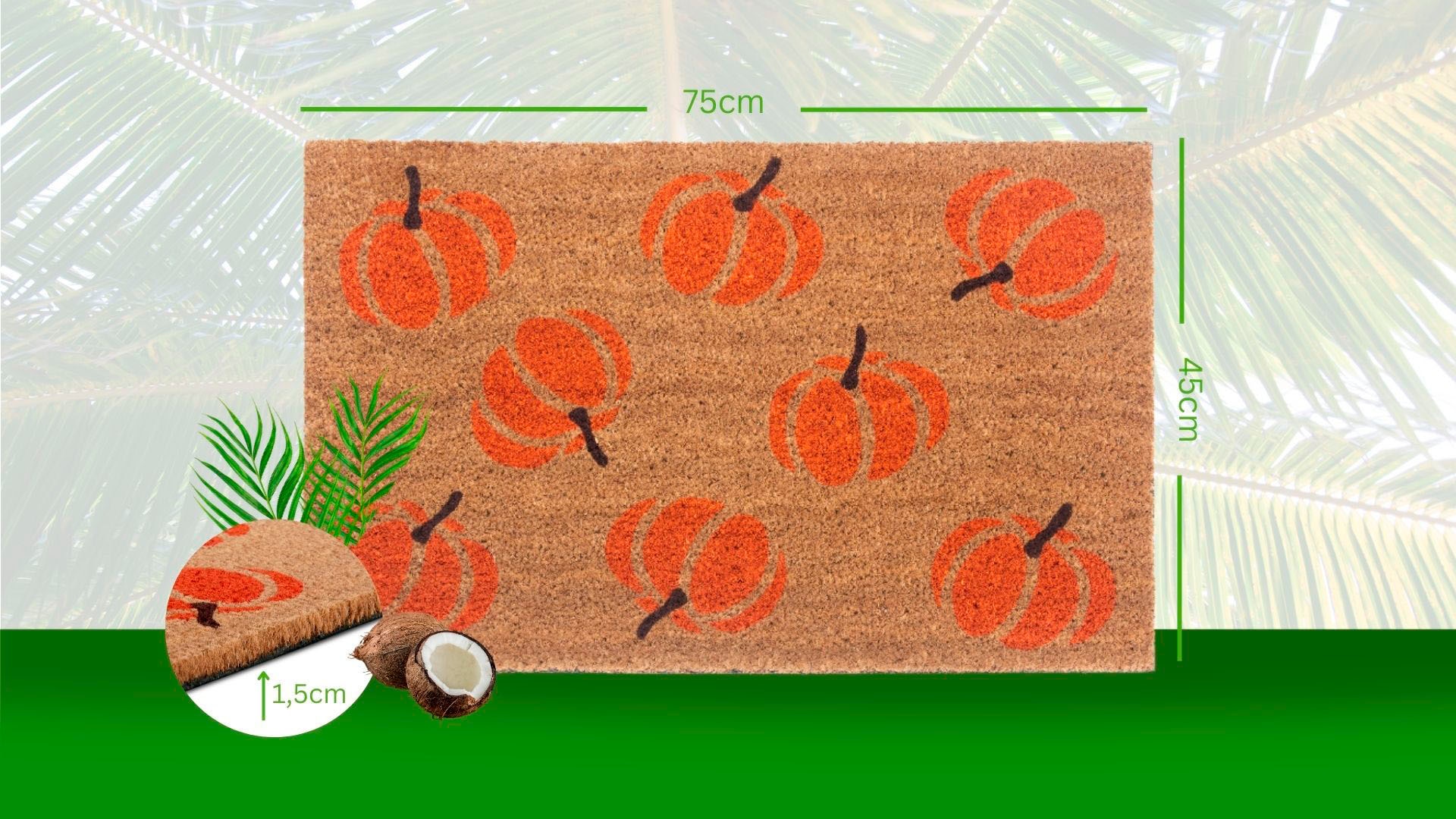 HANSE Home Fußmatte »Mix Mats Kokos Pumpkins«, rechteckig, 15 mm Höhe, Kokos, Schmutzfangmatte, Outdoor, Rutschfest, Innen, Kokosmatte, Flur