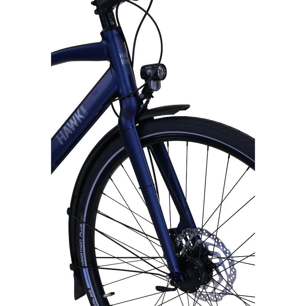 HAWK Bikes Trekkingrad »HAWK Trekking Gent Super Deluxe Plus Ocean Blue«, 8 Gang, Shimano, Nexus Schaltwerk