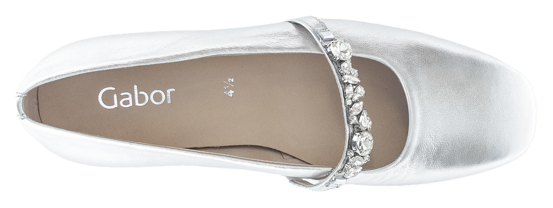 Gabor Ballerina, Blockabsatz, Bequemschuh, Flats mit funkelnden Schmucksteinen