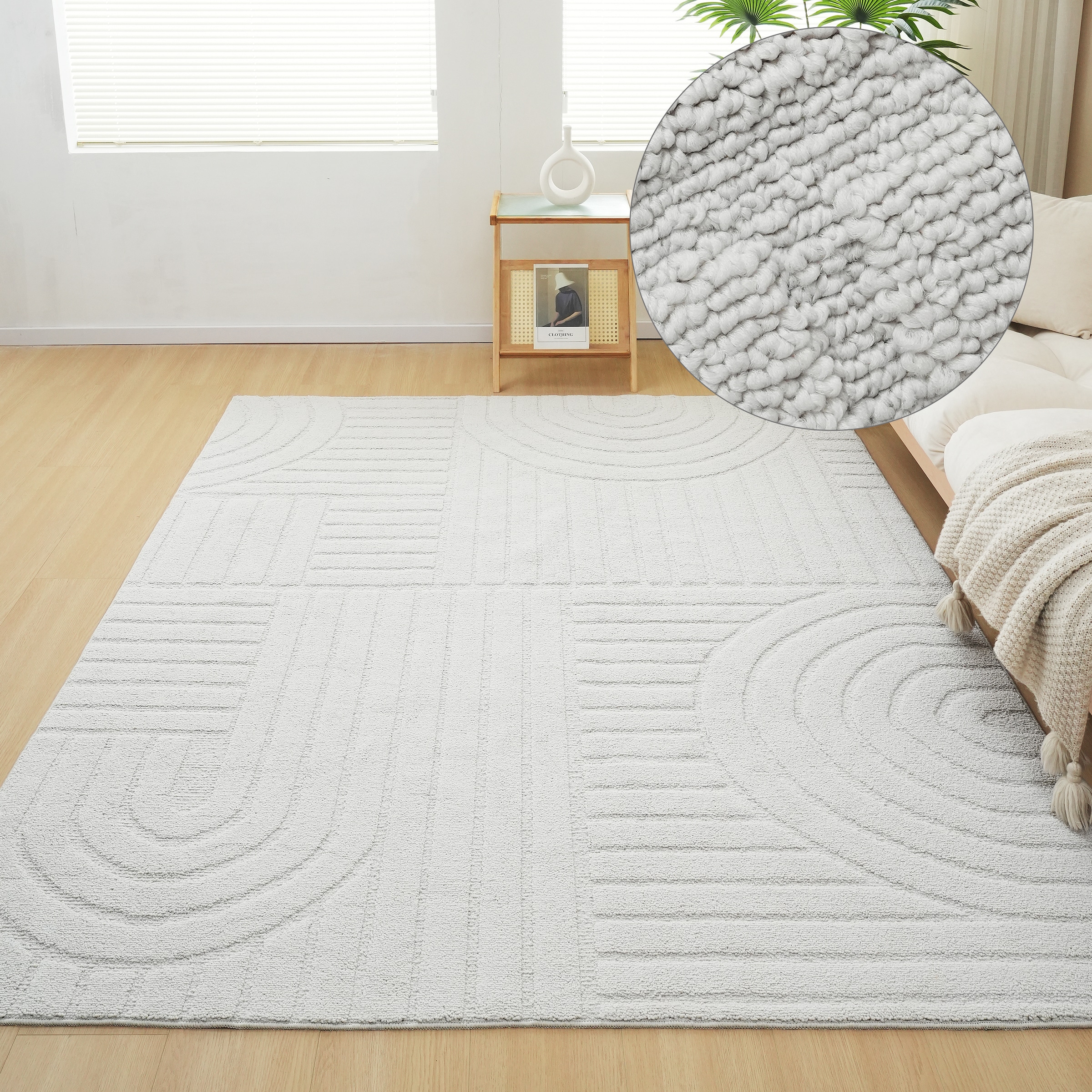 OTTO home Teppich »Neele, Boho-Design, Hoch-Tief, waschbar« rechteckig 12 mm Höhe 3D Optik, Skandinavisch, Designteppich, Wohnzimmer, Schlafzimmer