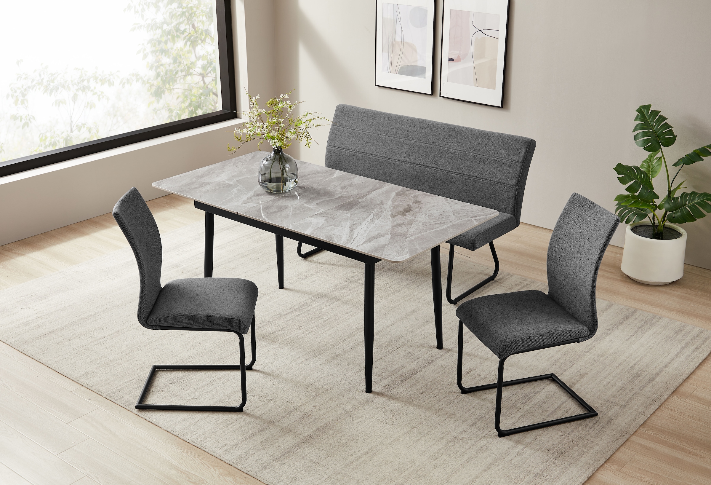 OTTO home Bank »Blee« pflegeleichter Strukturstoff, Metallgestell, verstellbaren Justierfüße