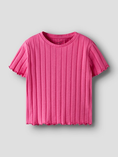 Name It Kurzarmshirt »Nkfnoralina Ss Crop Top Noos« Baumwollmischung Mit Stretch, Gewellte Abschlüsse
