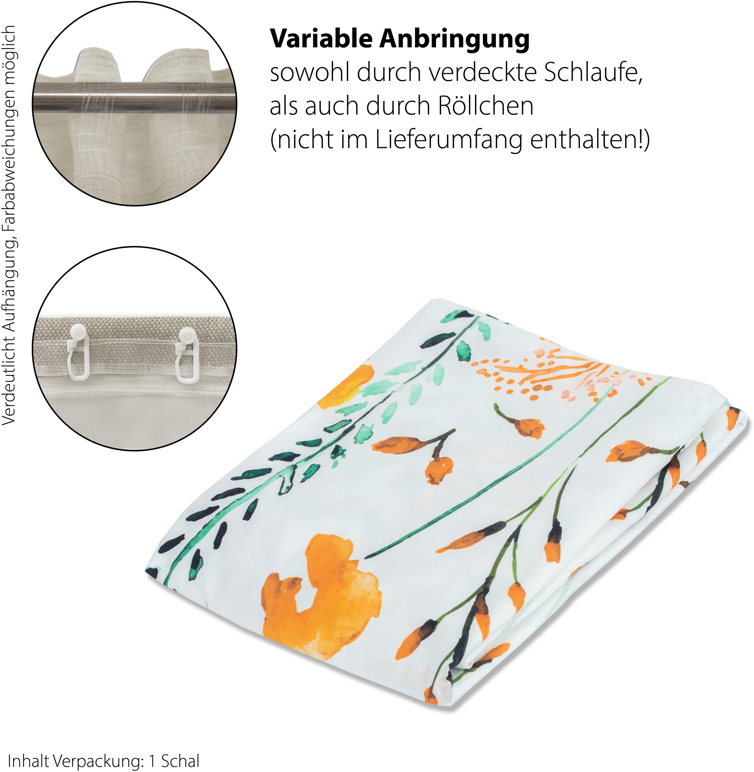 HOMING Vorhang »Liddy«, (1 St.), blickdicht,floral,blumen,natur,Wohnzimmer, Schlafzimmer,Küche