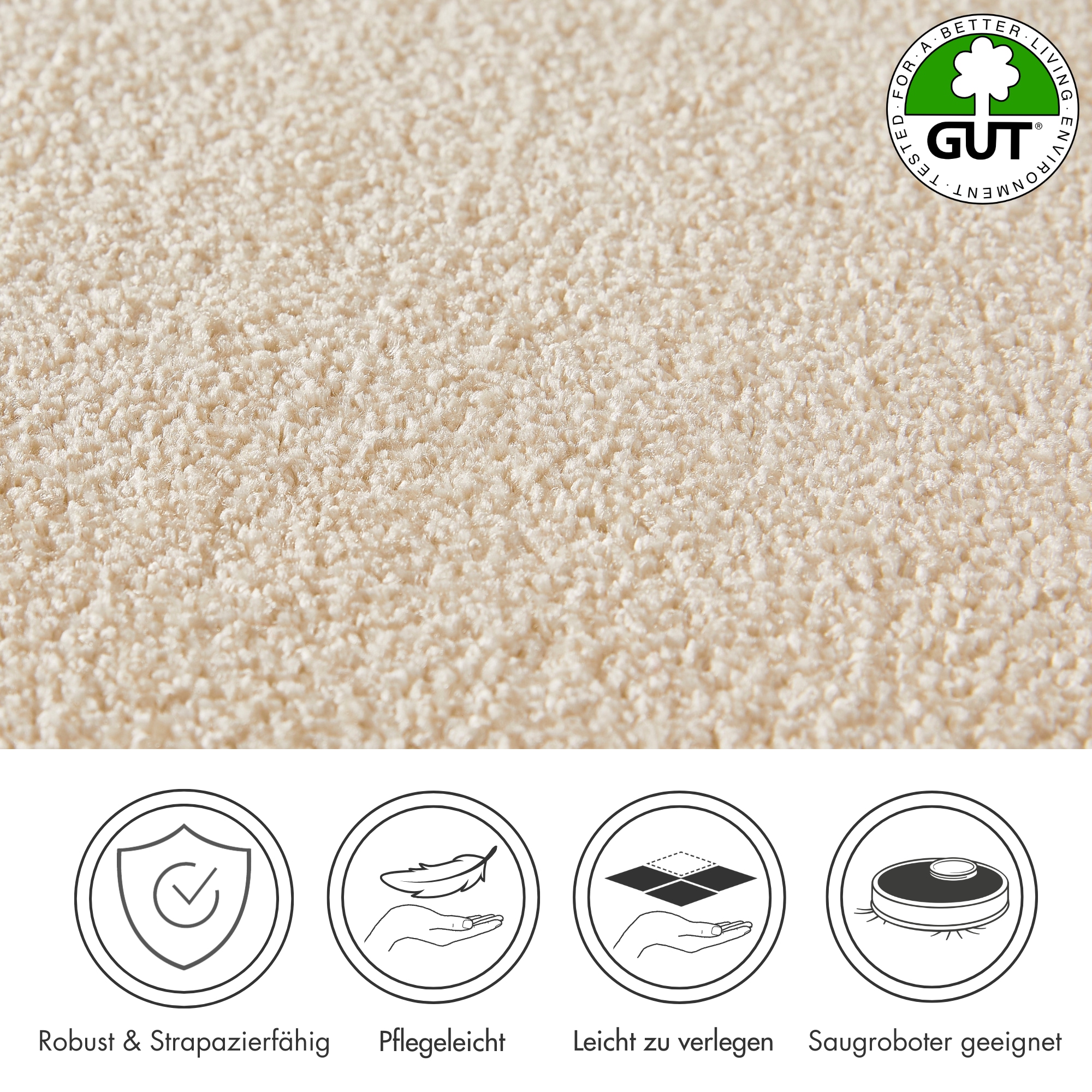 Andiamo Teppichboden »Verona, Velours, Made in Belgium«, rechteckig, 6 mm Höhe, Uni Farben, Breite 400 cm oder 500 cm, strapazierfähig, pflegeleicht