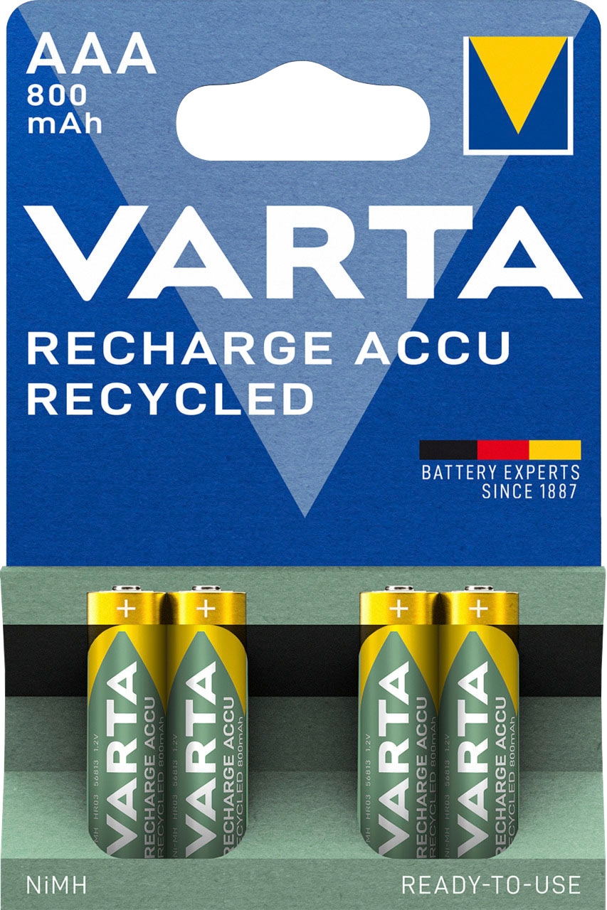 VARTA wiederaufladbare Batterien »wiederauflaudbare VARTA Recharge Akkus«, Accu 1,2 St.), (Packung, 4 V