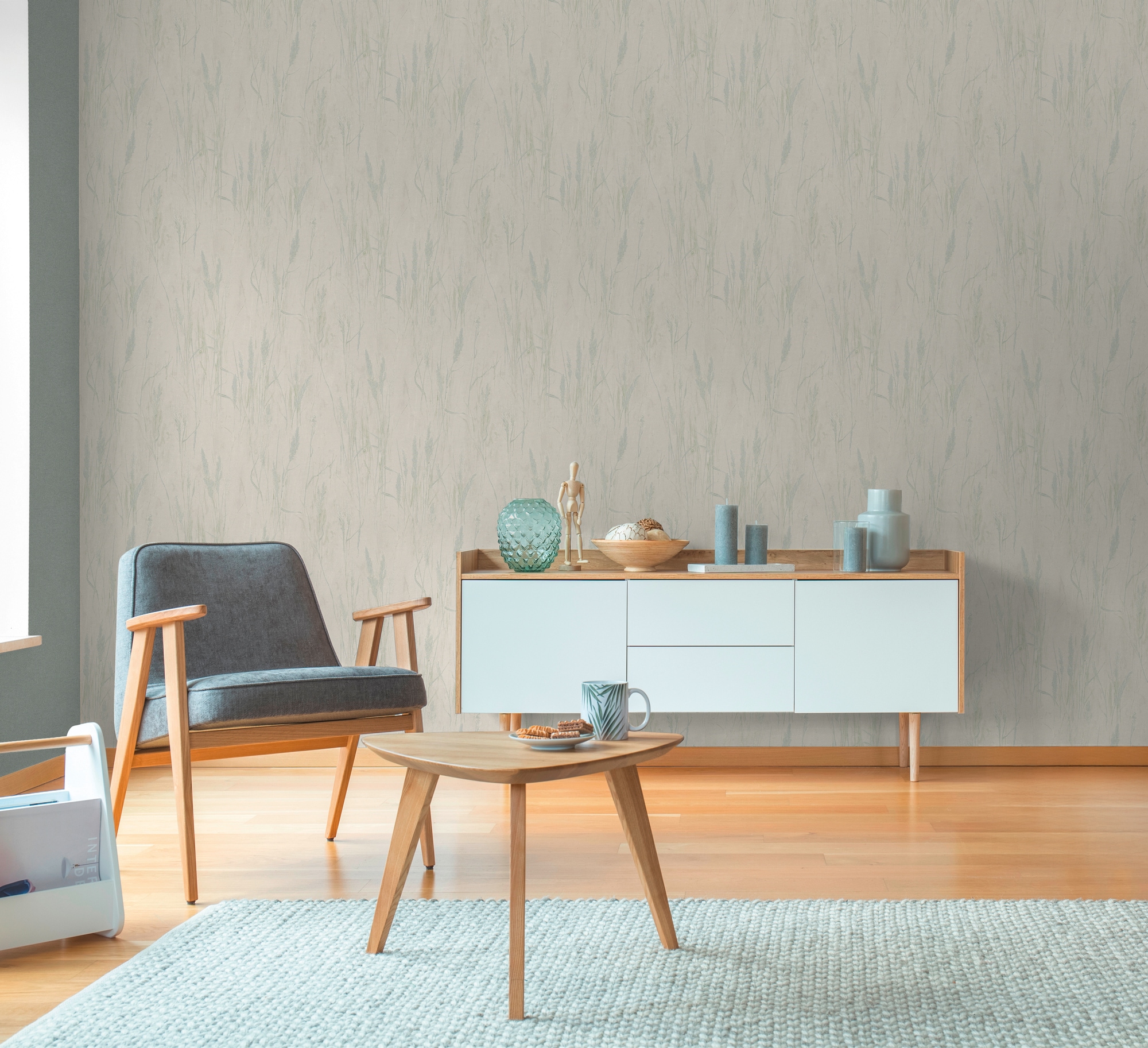 A.S. Création Vliestapete »mit Gräser-Motiv natürliche Räume« matt strukturiert Dekorative Vliestapete mit zartem Gräser-Design