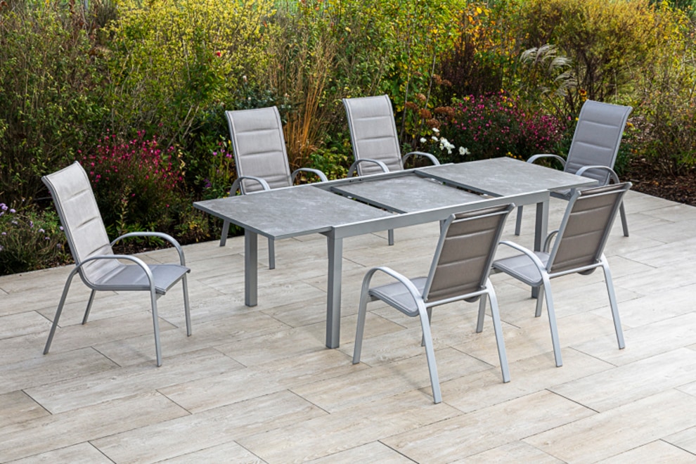 MERXX Garten-Essgruppe »Amalfi di lusso« 7 Stk. tlg. 6 Stapelsessel mit aus günstig online kaufen